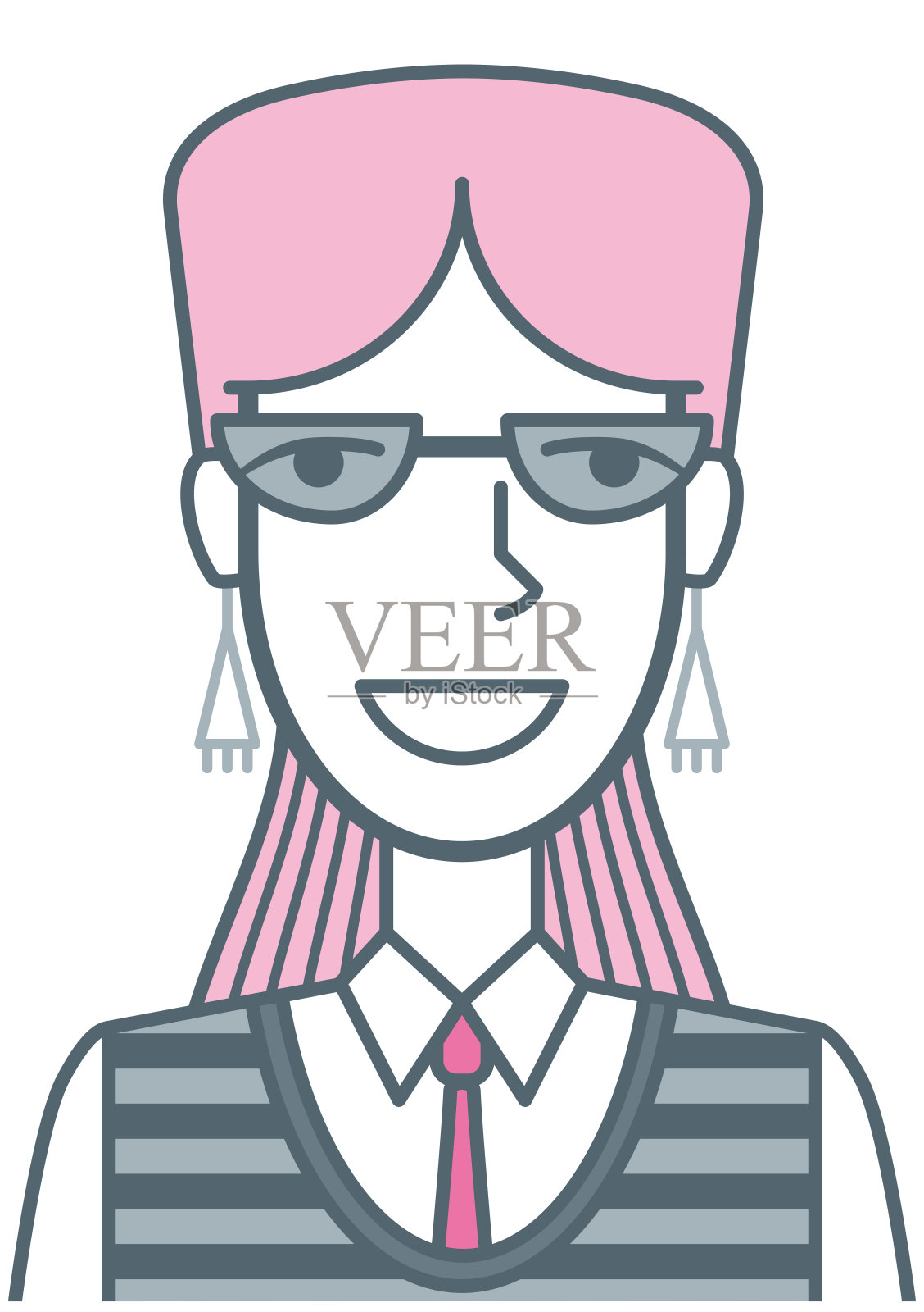 女孩微笑插画图片素材