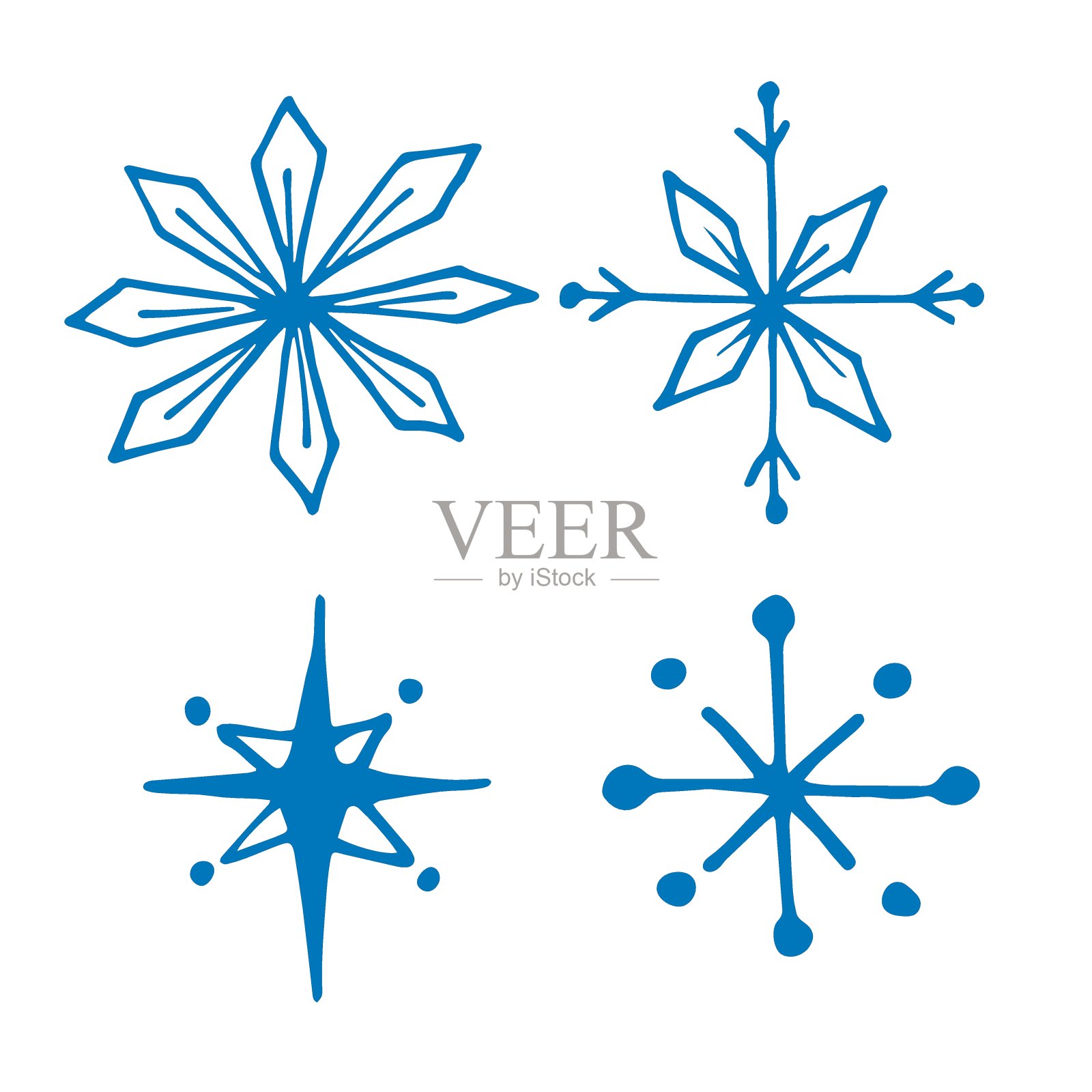 手绘涂鸦雪花插画图片素材