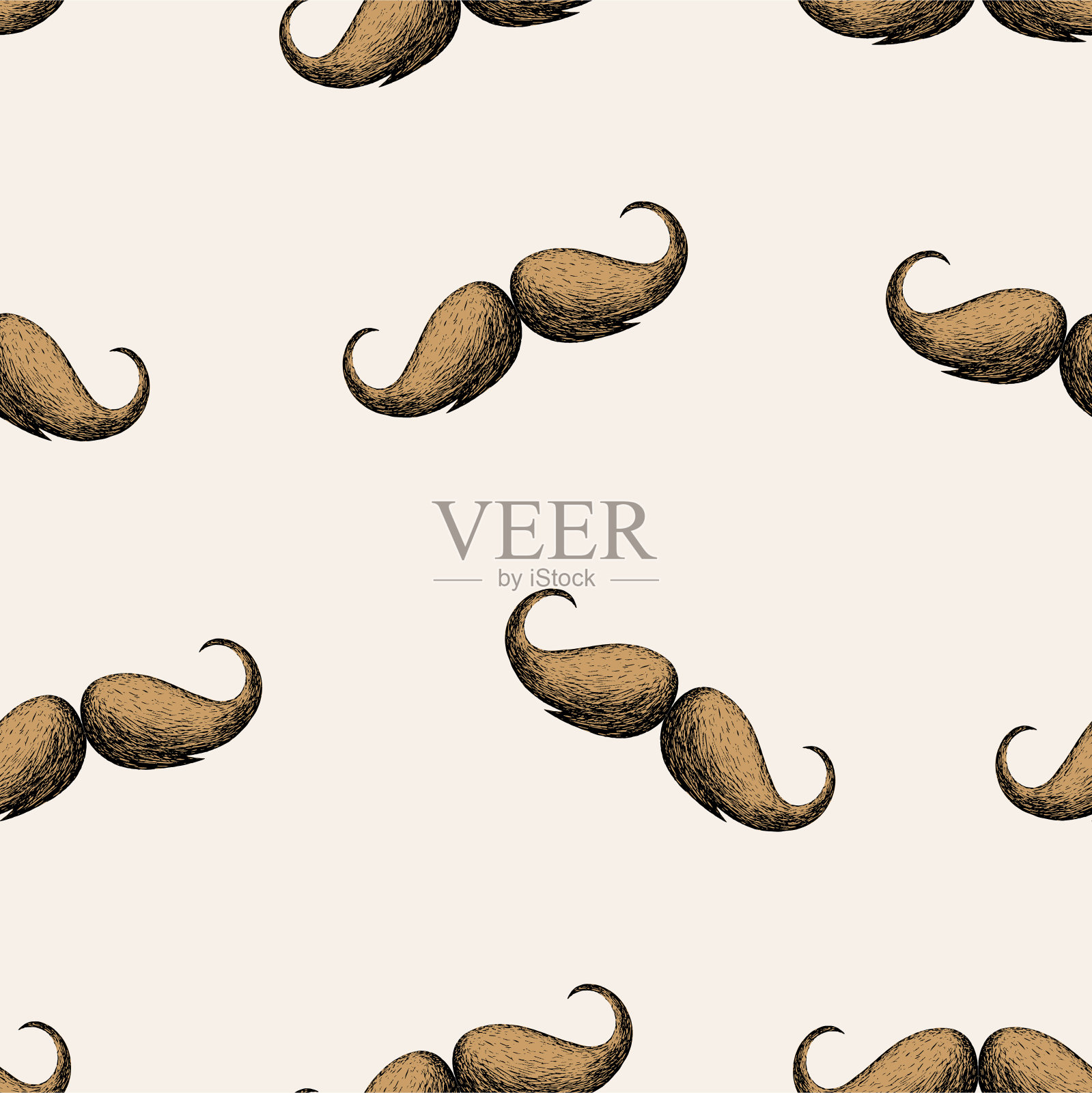 彩色，手绘胡子无缝背景。插画图片素材