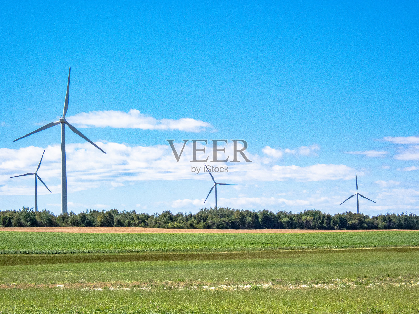 风力涡轮机的电力与清洁和可再生能源。照片摄影图片