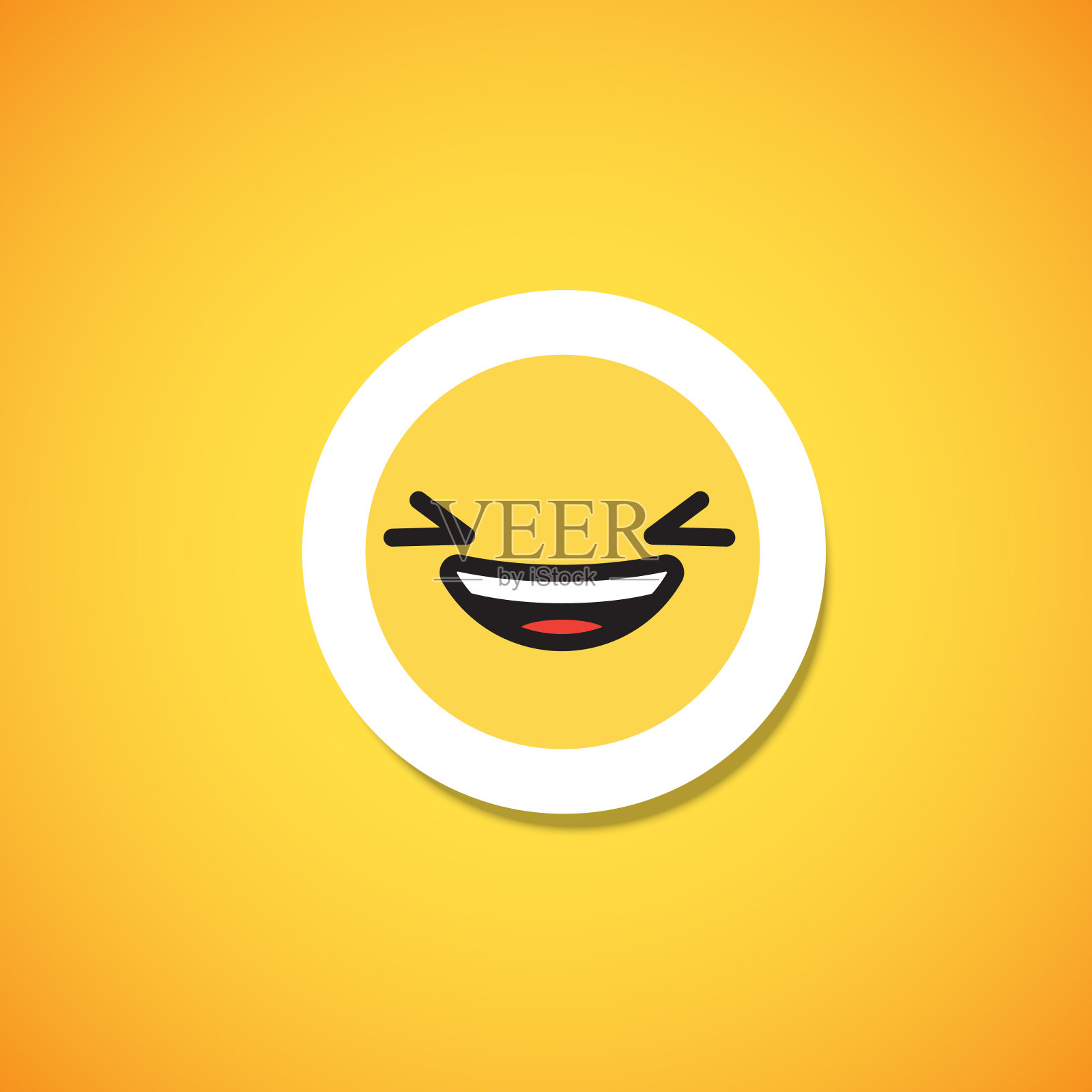 黄色可爱的表情贴纸，矢量插图插画图片素材