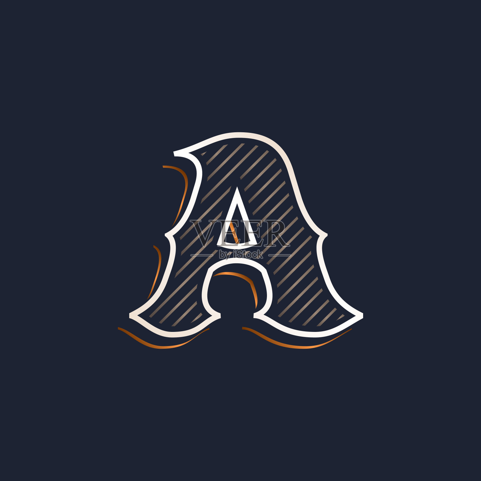 一个带有线条装饰的字母标志。经典的衬线字体。设计元素图片