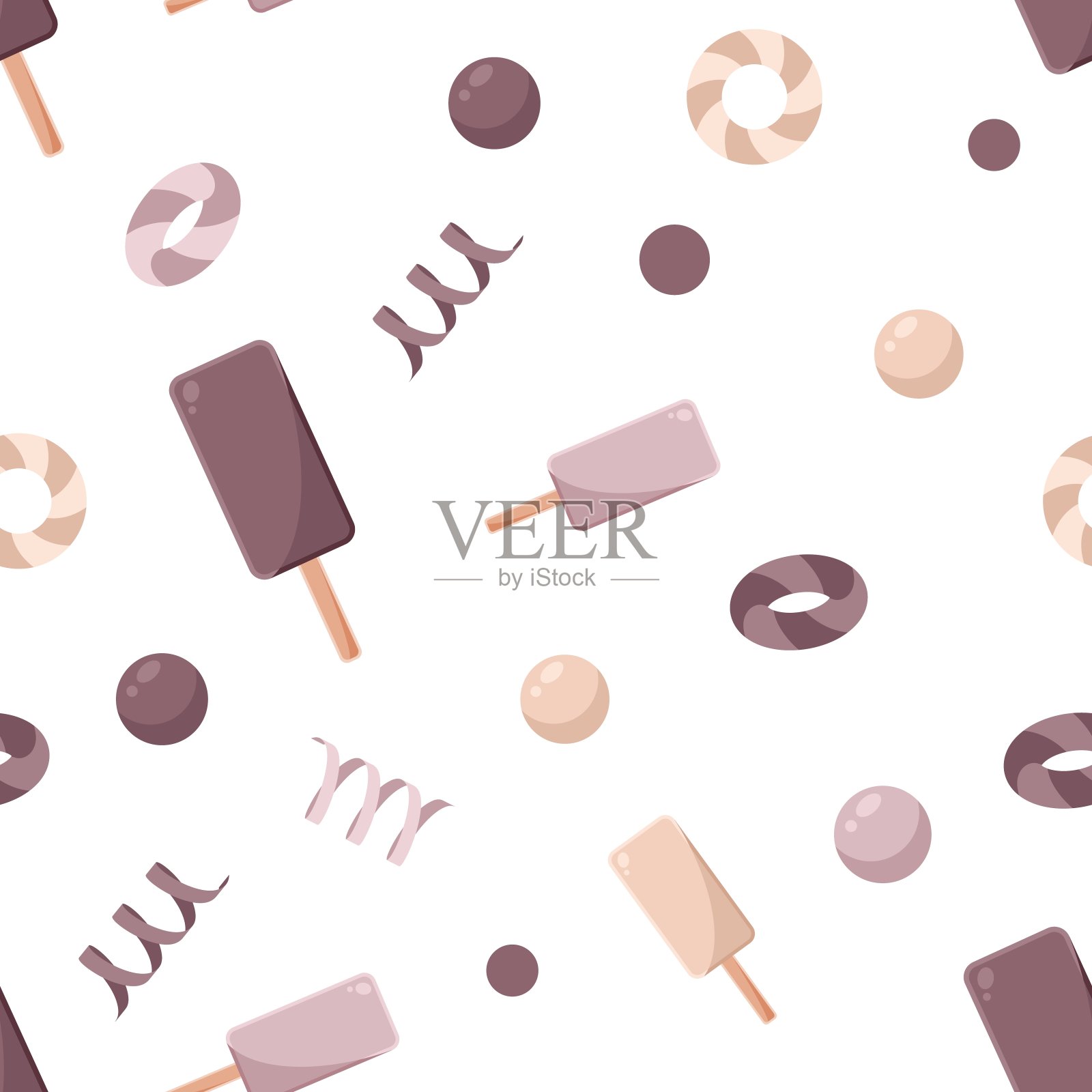 无缝图案与冰淇淋插画图片素材