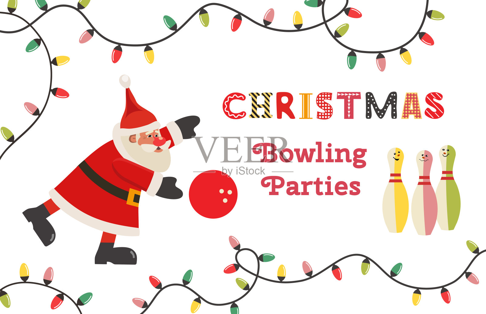 模板设计海报圣诞保龄球矢量插画图片素材
