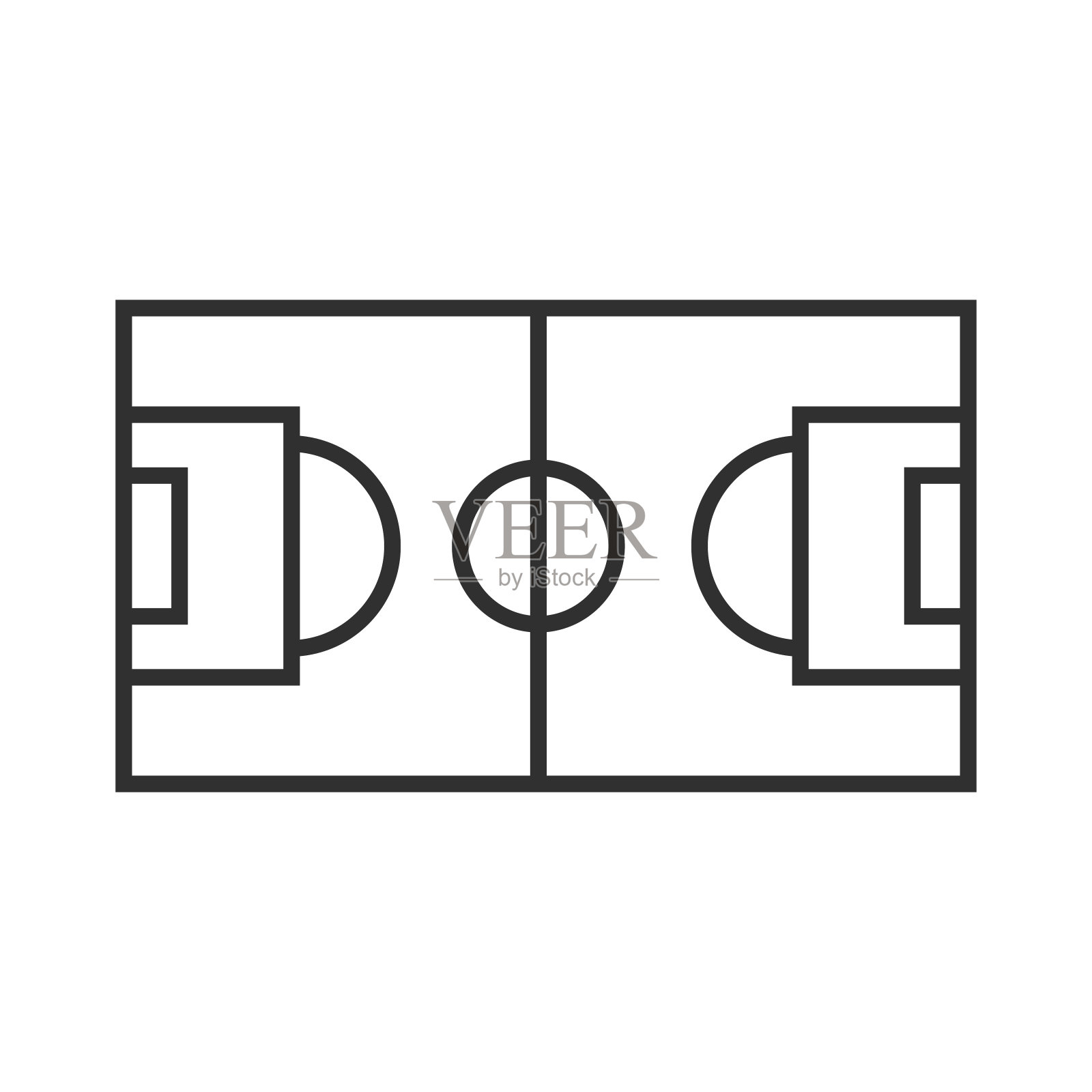 足球场平面图标孤立在白色背景。矢量插图。插画图片素材