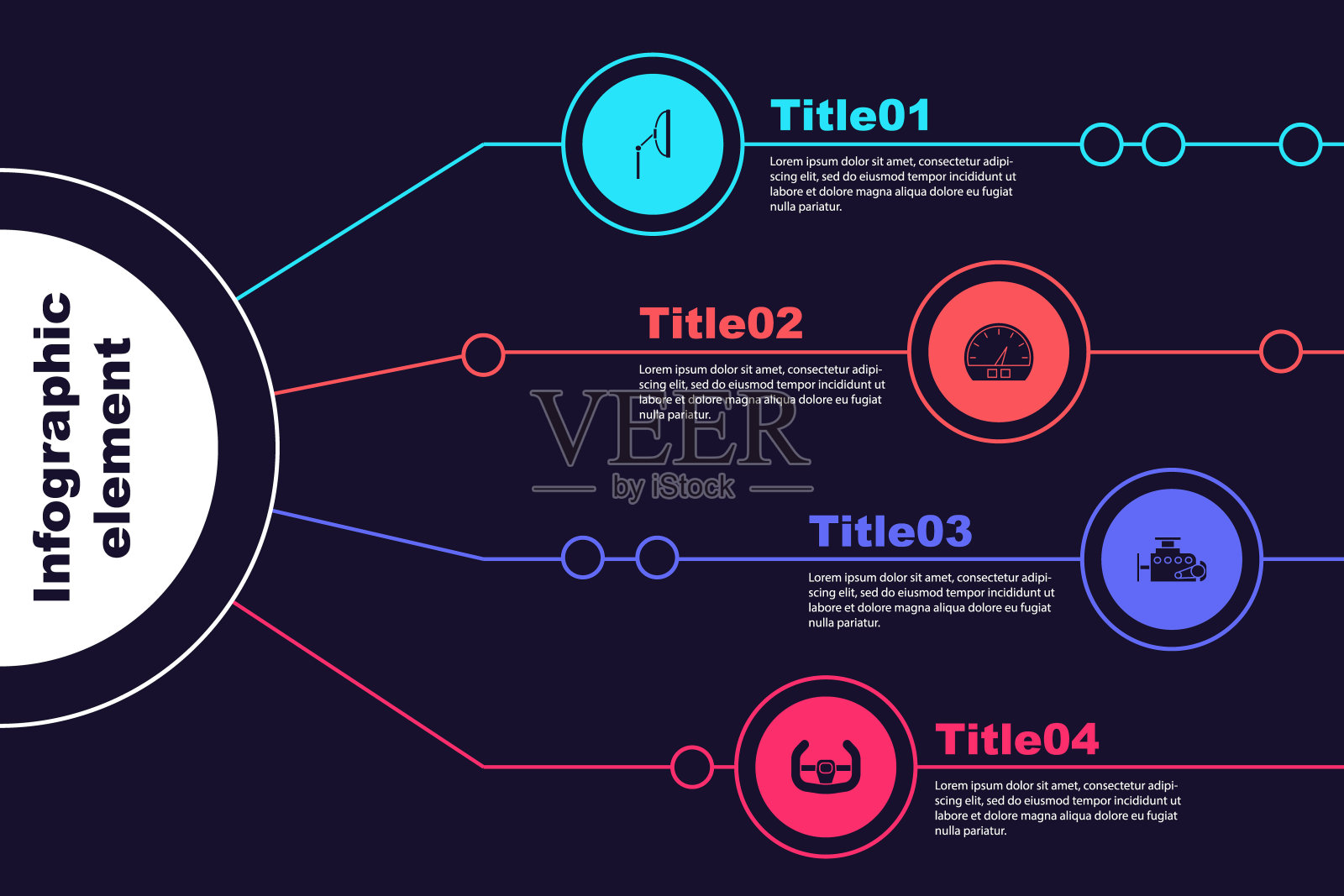 设置挡风玻璃刮水器，速度计，汽车发动机和运动方向盘。业务信息模板。向量设计模板素材