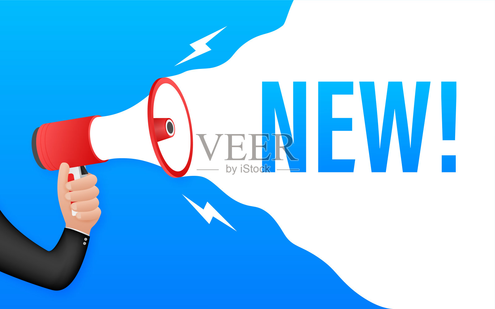 新扩音器。扩音器横幅。网页设计。矢量股票插图。插画图片素材