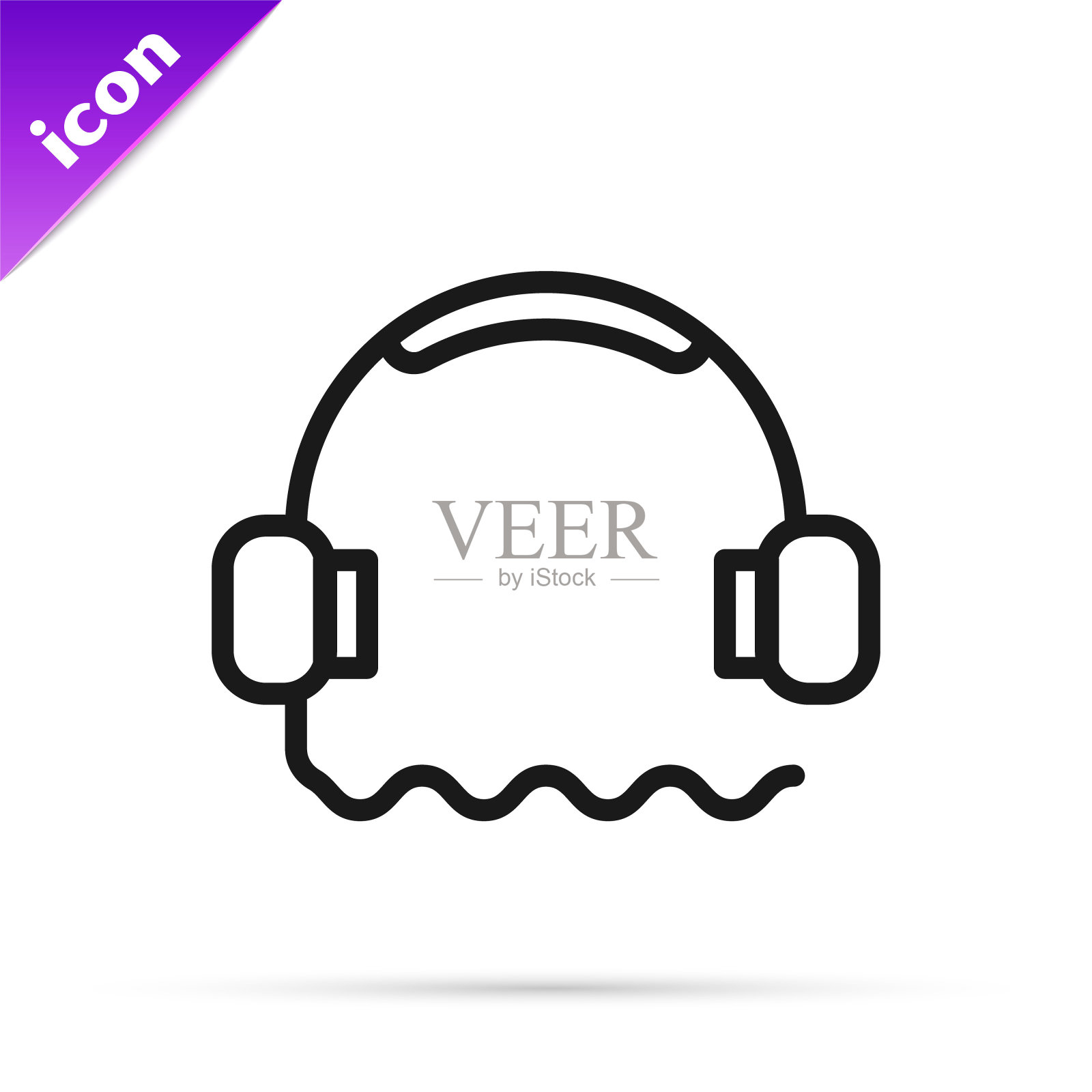 黑线耳机图标隔离在白色背景。支持客服，热线，呼叫中心，faq，维护。矢量图插画图片素材