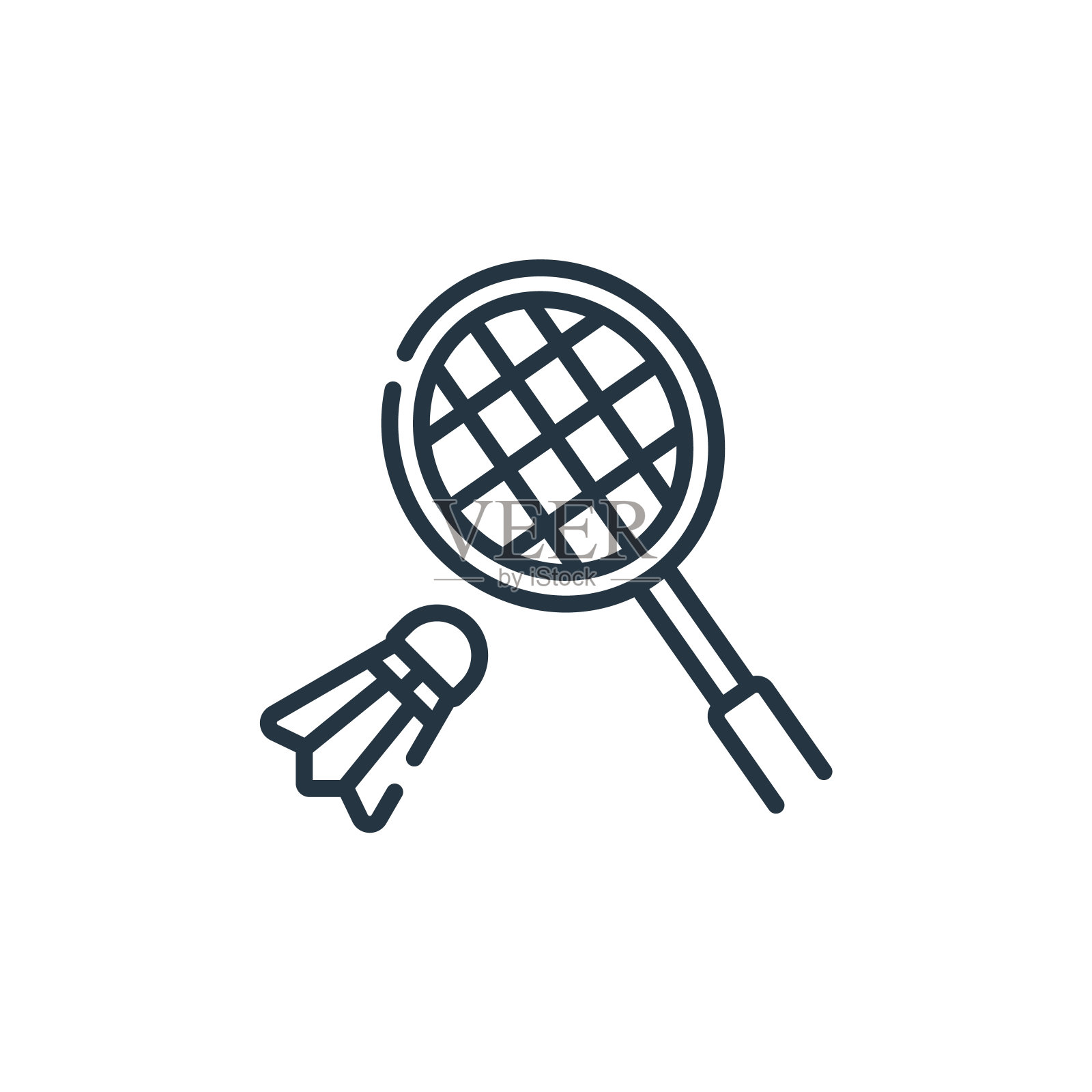 羽毛球矢量图标孤立的白色背景轮廓线羽毛球图标用于网站设计和手机