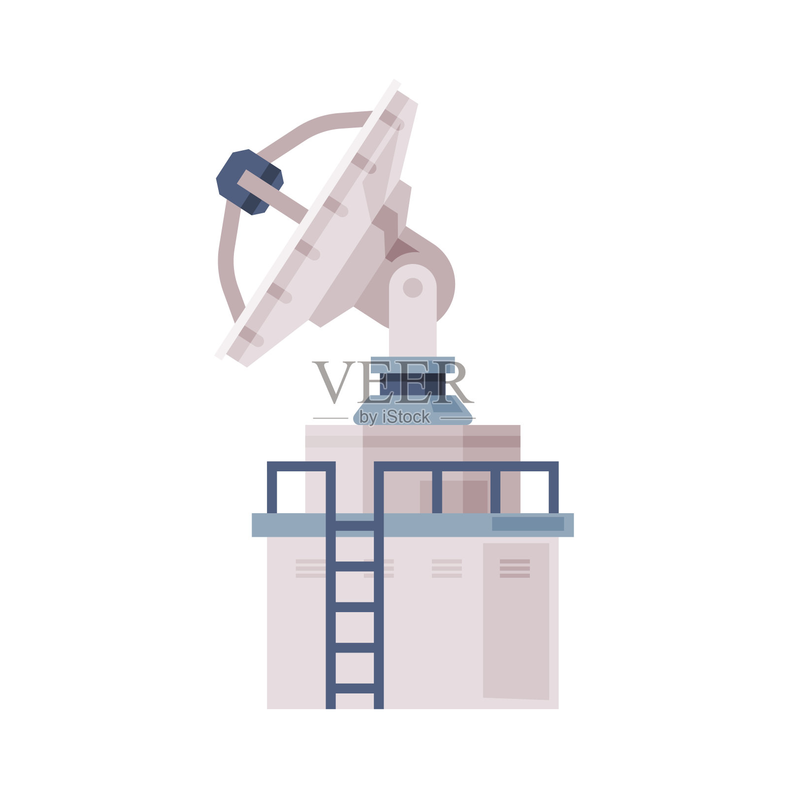 卫星天线广播通信平面风格矢量插图在白色背景插画图片素材