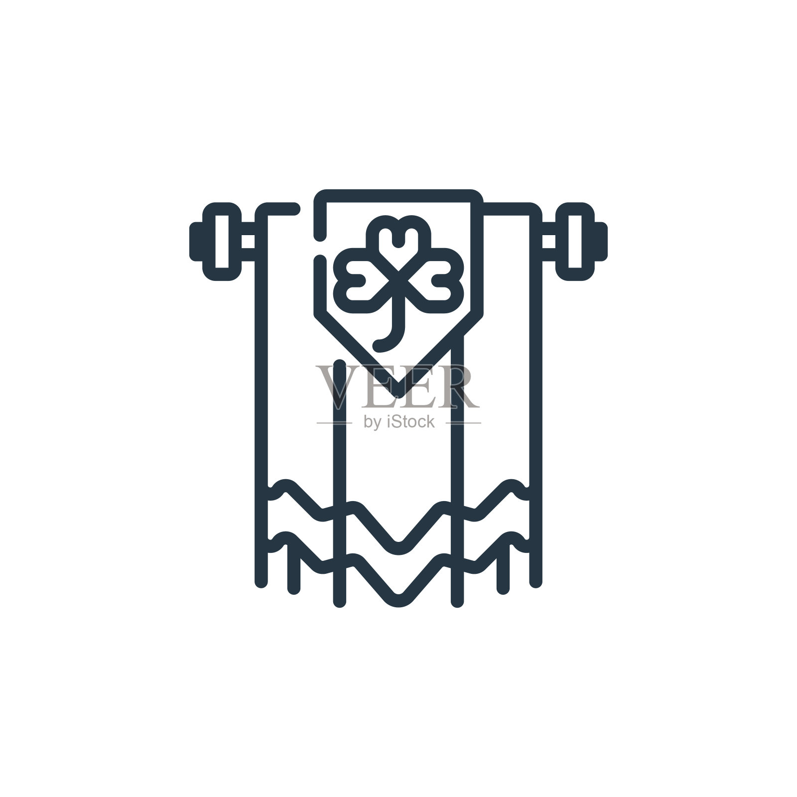 旗帜图标向量从圣帕特里克日的概念。细线插图的旗帜可编辑的笔触。旗帜线性标志使用在web和移动应用程序，标志，印刷媒体。插画图片素材