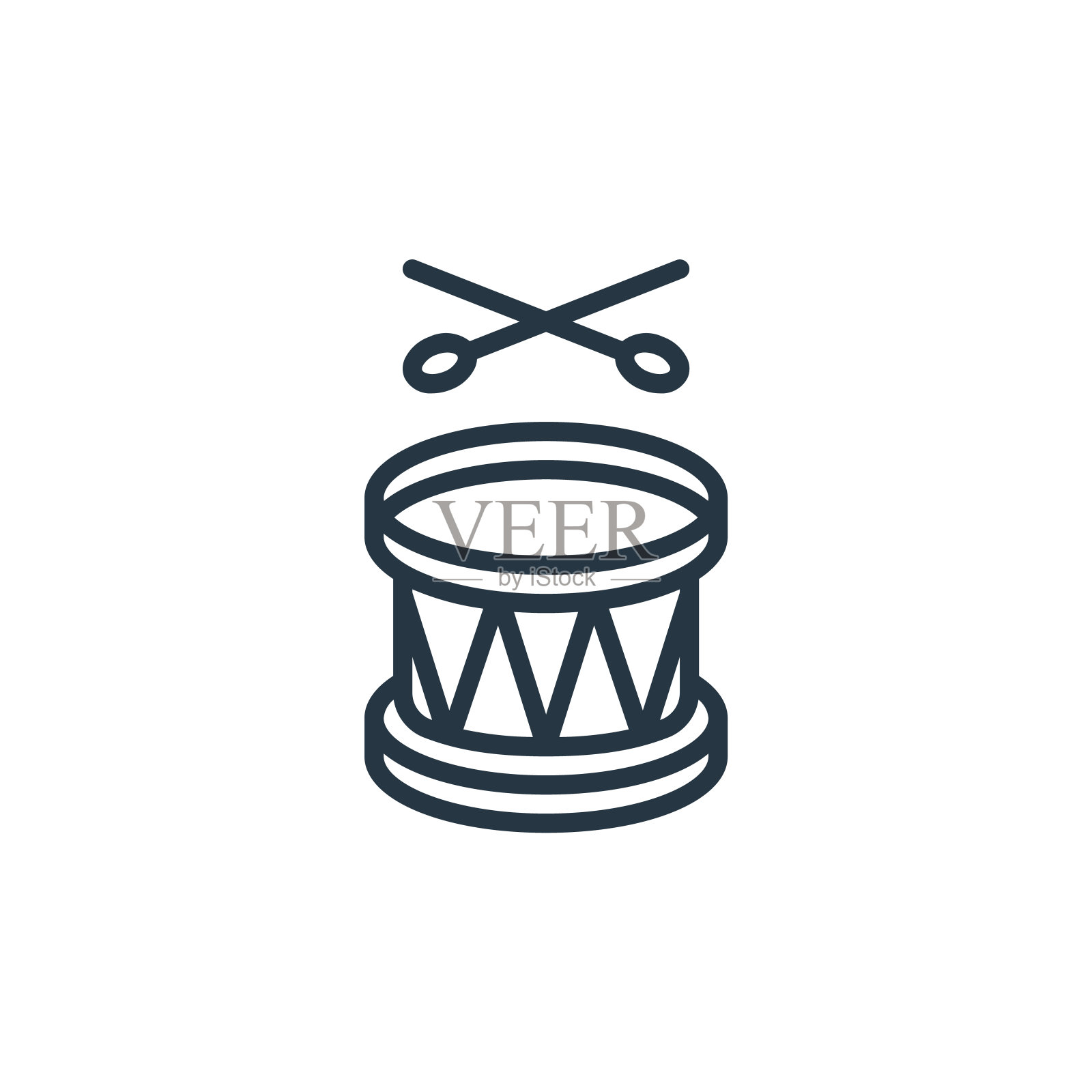 鼓图标矢量从斋月的概念。细线插图的鼓可编辑的笔触。鼓线性标志，用于web和移动应用程序，标志，印刷媒体。图标素材