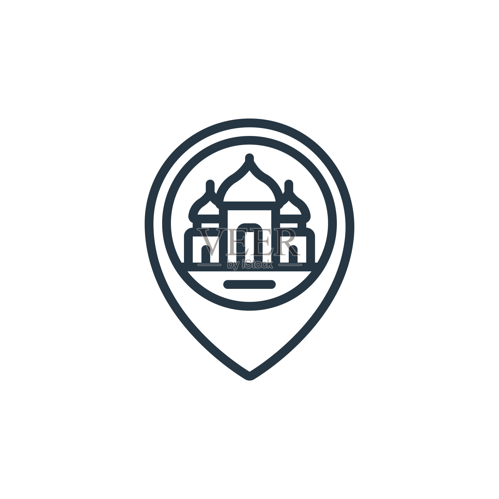 清真寺图标矢量从斋月的概念。细线插图清真寺可编辑的笔触。清真寺线性标志使用在网络和移动应用程序，标志，印刷媒体。插画图片素材