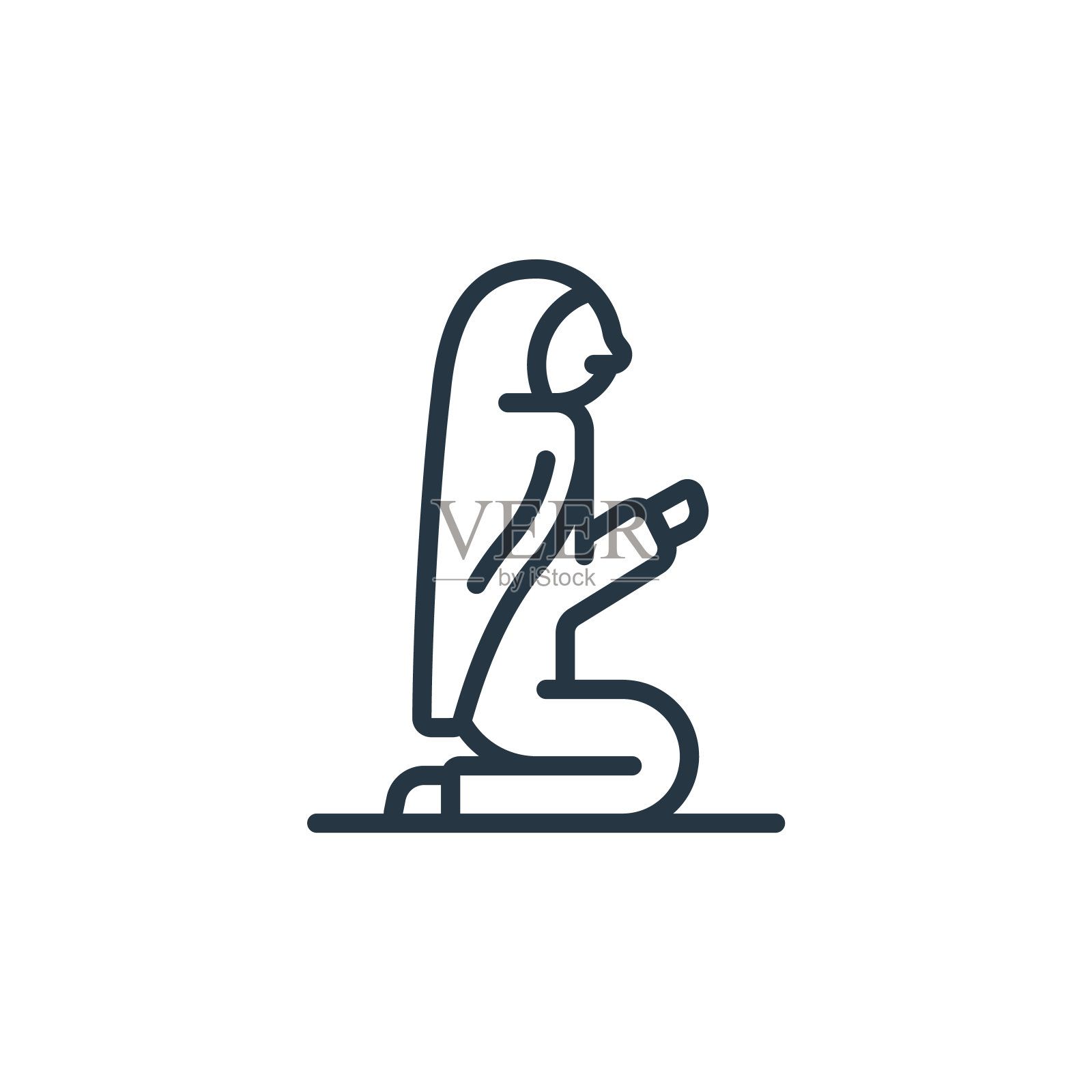 祈祷图标矢量从斋月的概念。细线插图祈祷可编辑的笔触。祈祷线性符号用于web和移动应用程序，标志，印刷媒体。设计元素图片