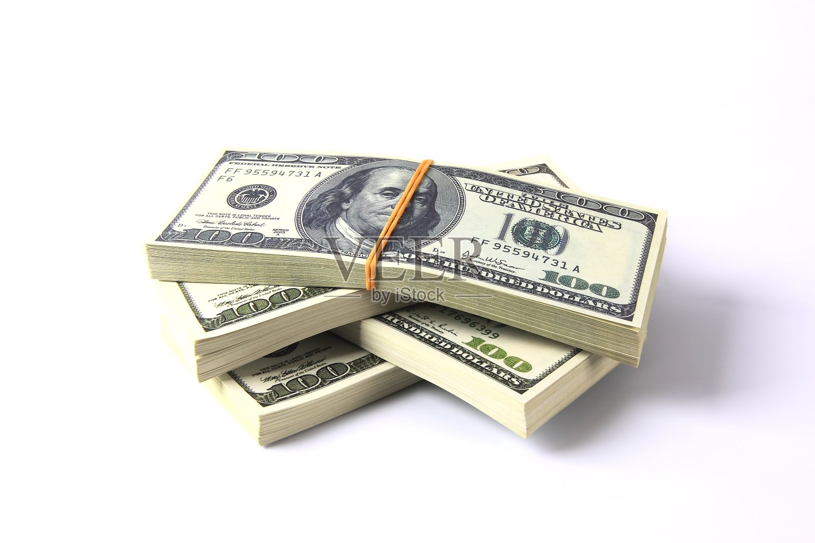 白色背景上的美国货币照片摄影图片