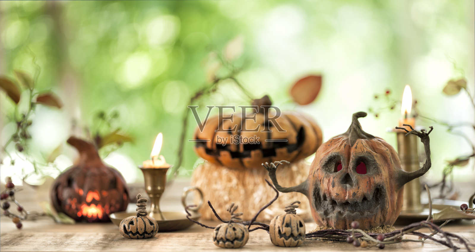 幽灵南瓜杰克灯的背景照片摄影图片