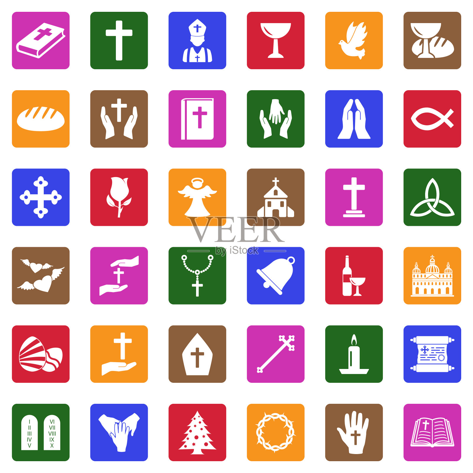 基督教的图标。广场上的白色平面设计。矢量插图。设计元素图片