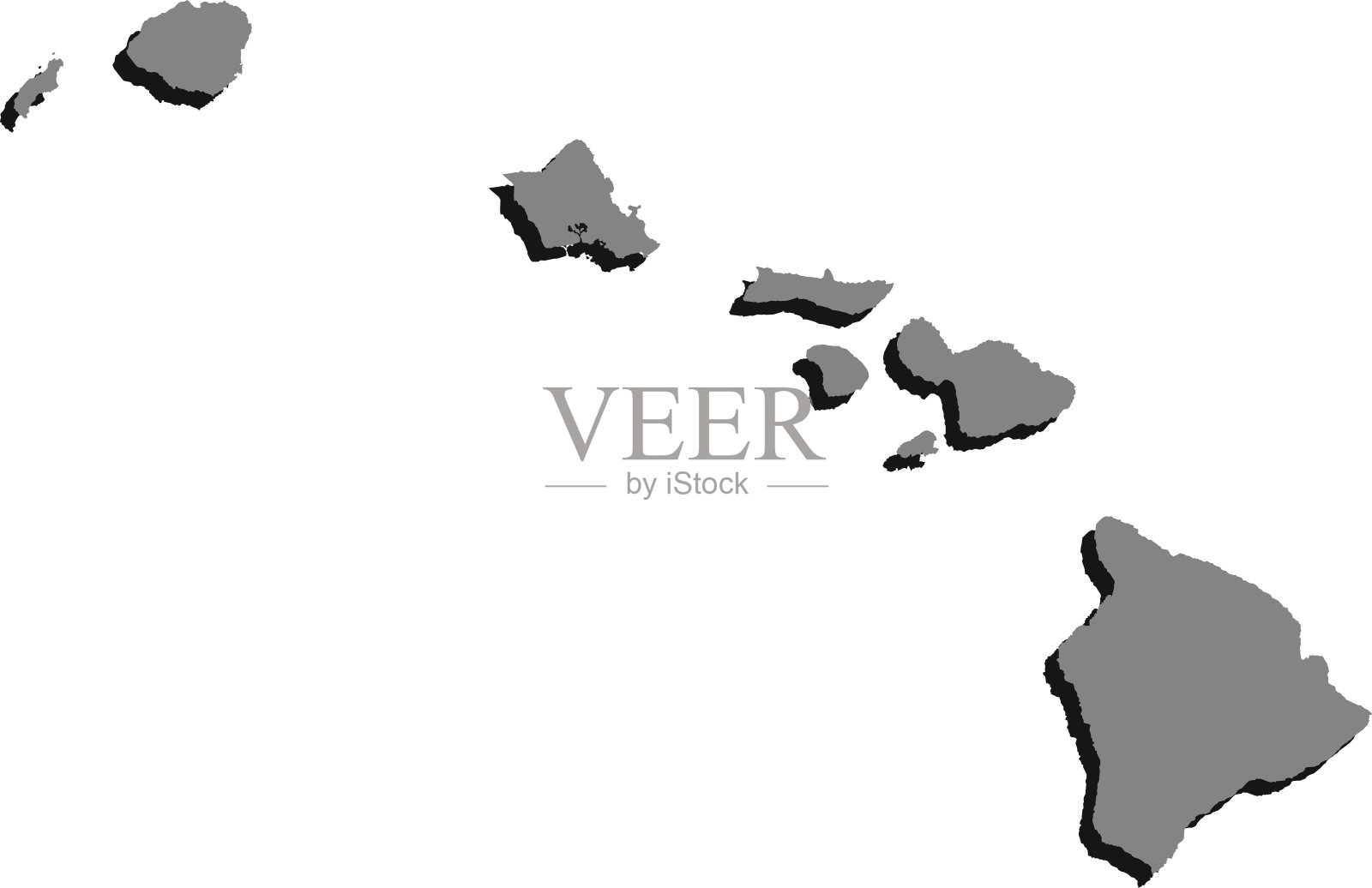 夏威夷的地图插画图片素材