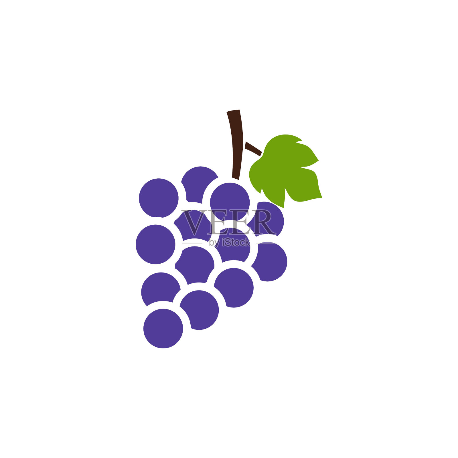 葡萄果实与叶子的图标标志设计元素图片