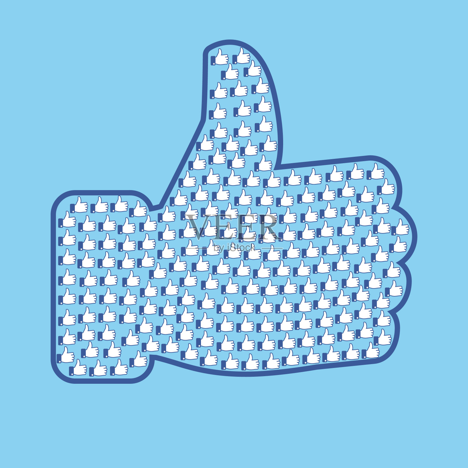 大拇指向上的图标形成手插画图片素材