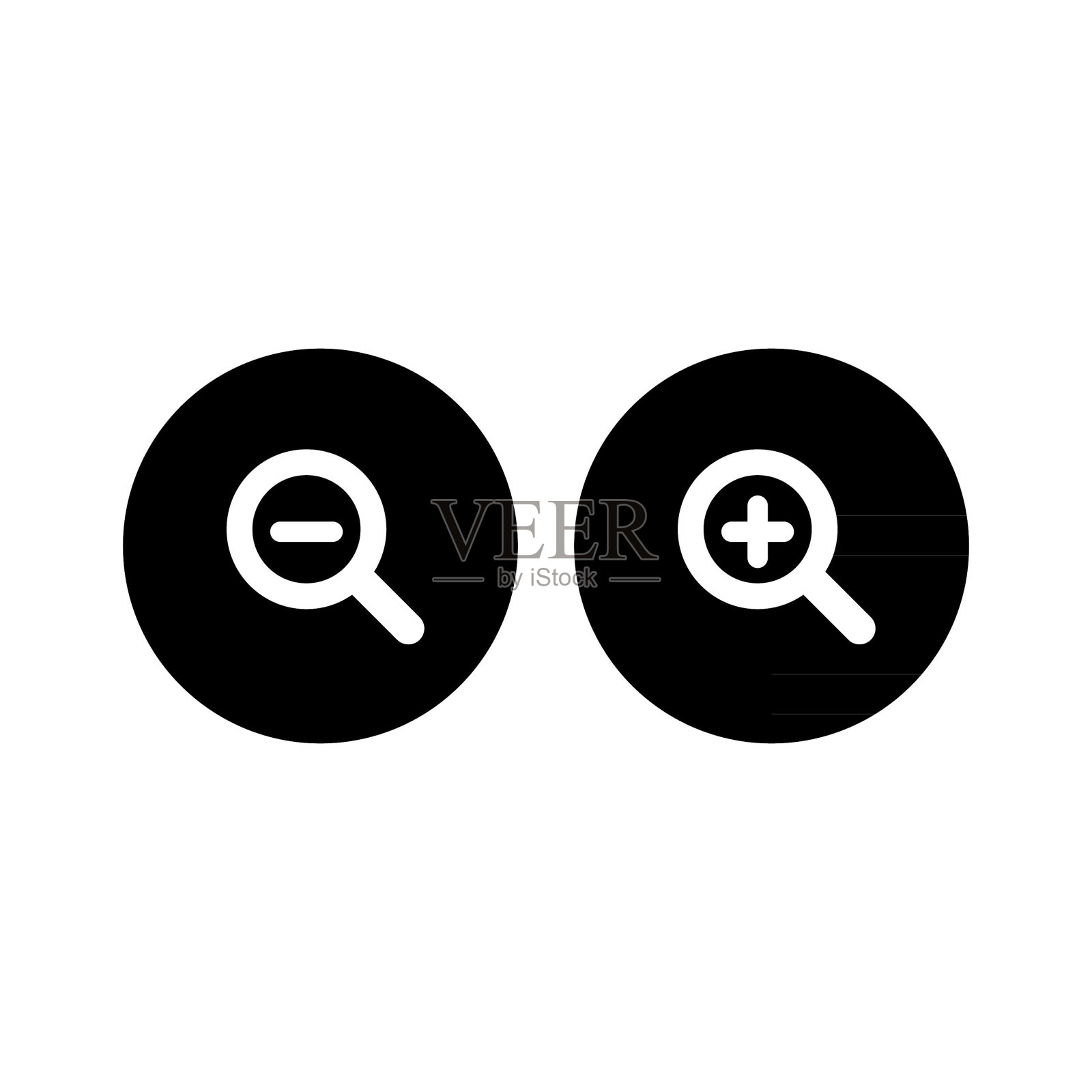 放大和缩小图标孤立的白色背景