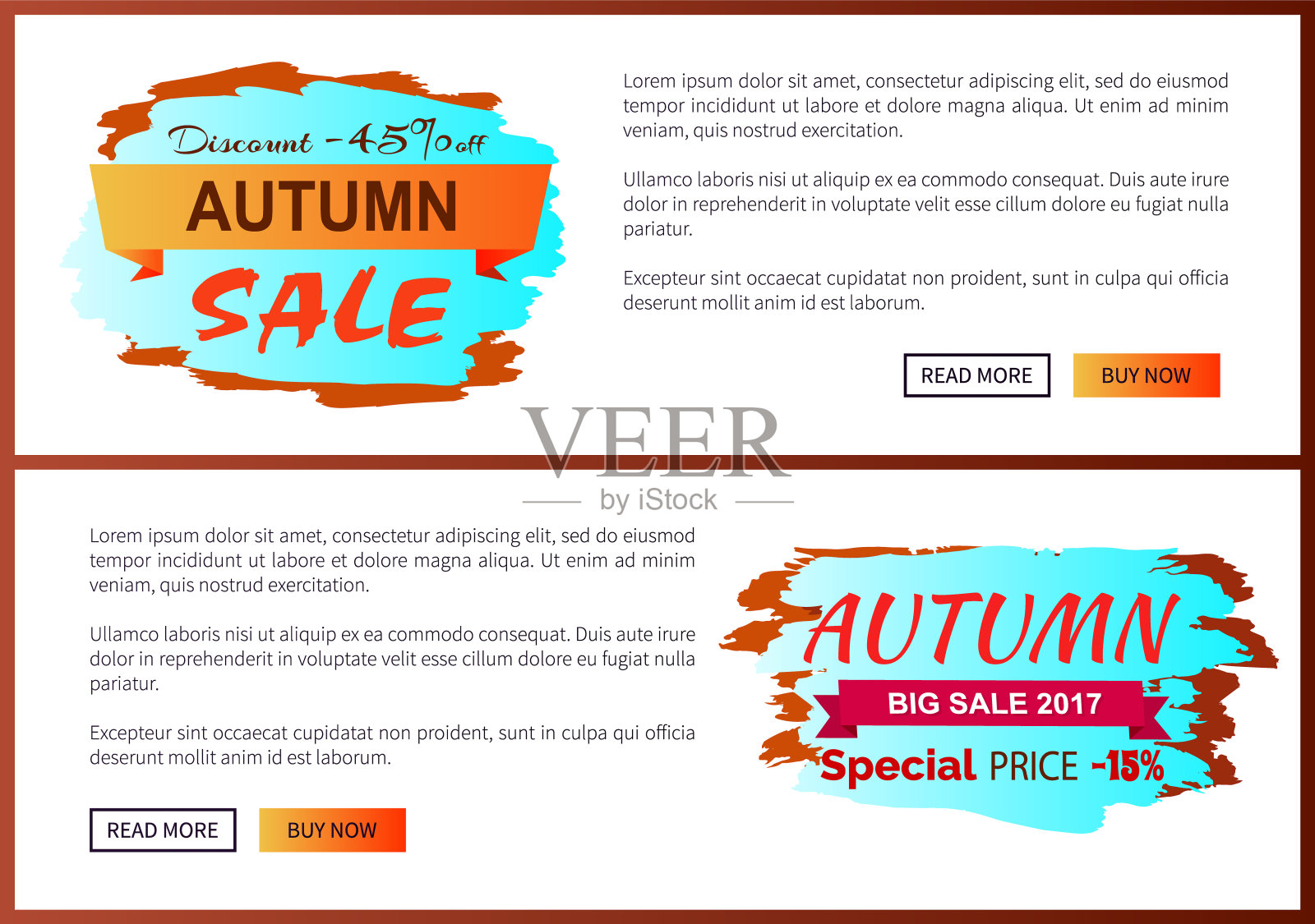 秋季折扣-45%清仓与海报上的图标设计模板素材