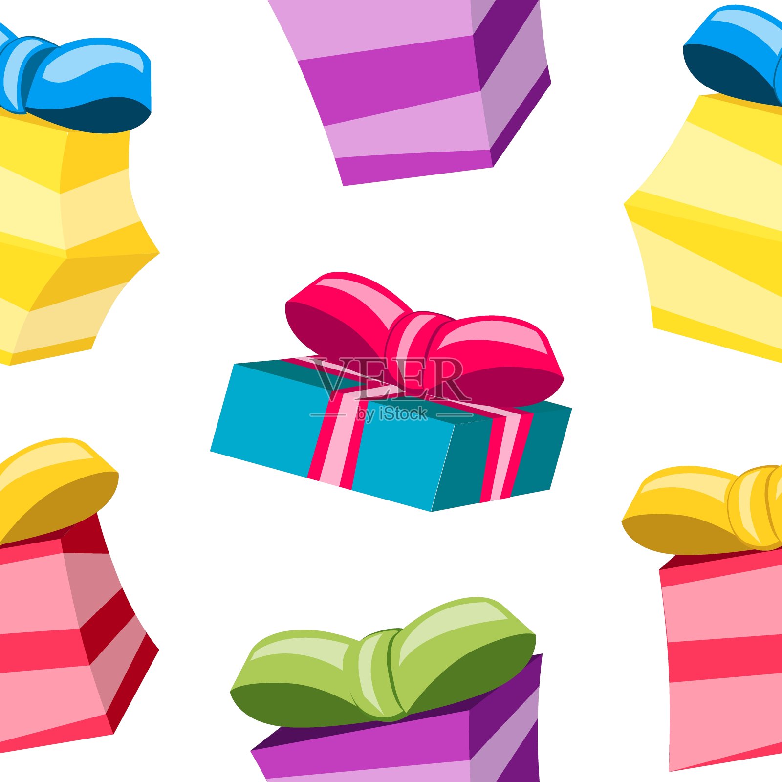 无缝模式的礼物孤立在白色背景。节日的重复结构。节日快乐!插画图片素材