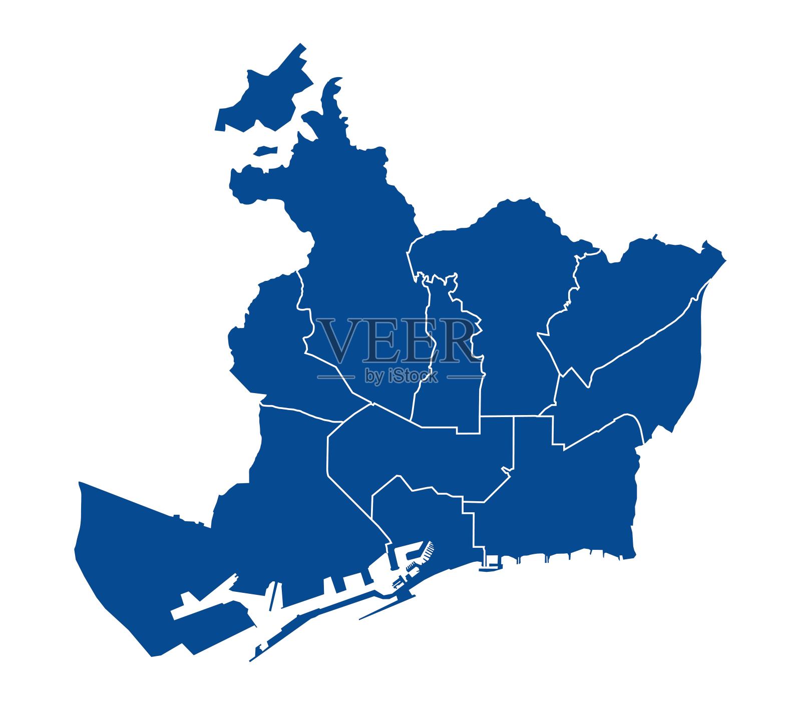 巴塞罗那城市地图插画图片素材