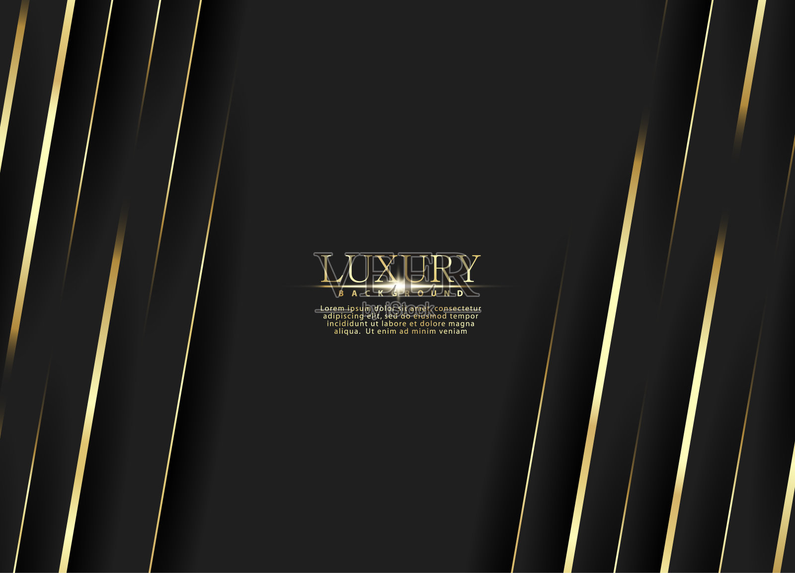 优质的背景。抽象的豪华模式。金色闪光条纹背景。抽象的金色线条纹理。黑色模式矢量插图。插画图片素材