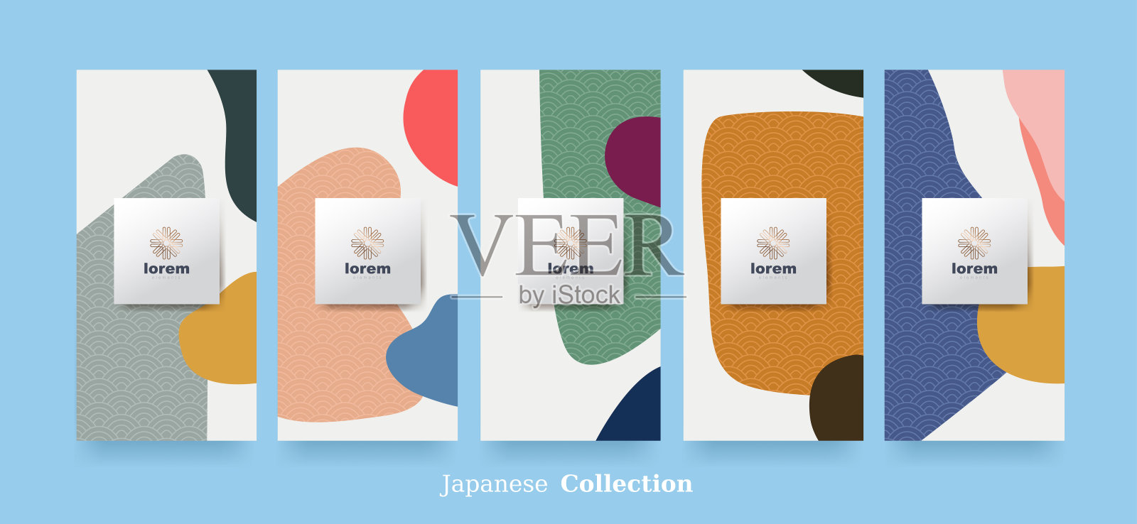 矢量包装抽象艺术背景模板。线条图案在亚洲风格与日本图案。插画图片素材