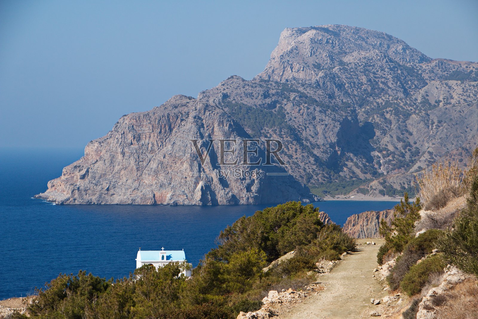 欧洲希腊Karpathos的Mesochori海岸线照片摄影图片