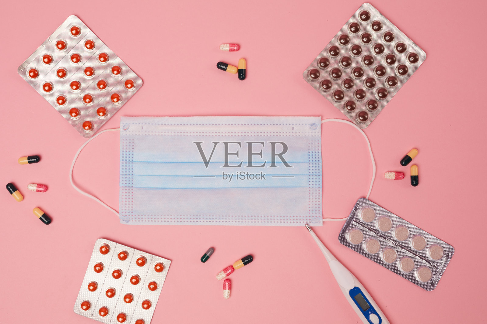 粉红色的药物治疗照片摄影图片