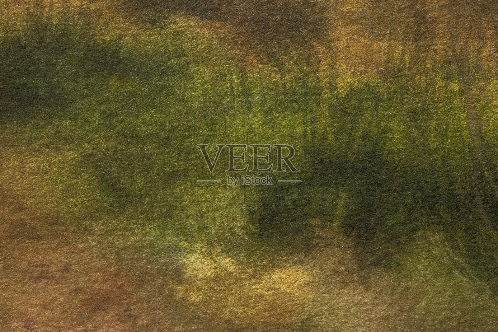 抽象艺术背景颜色为深绿色和棕色。在画布上用柔和的橄榄色梯度画水彩画。照片摄影图片