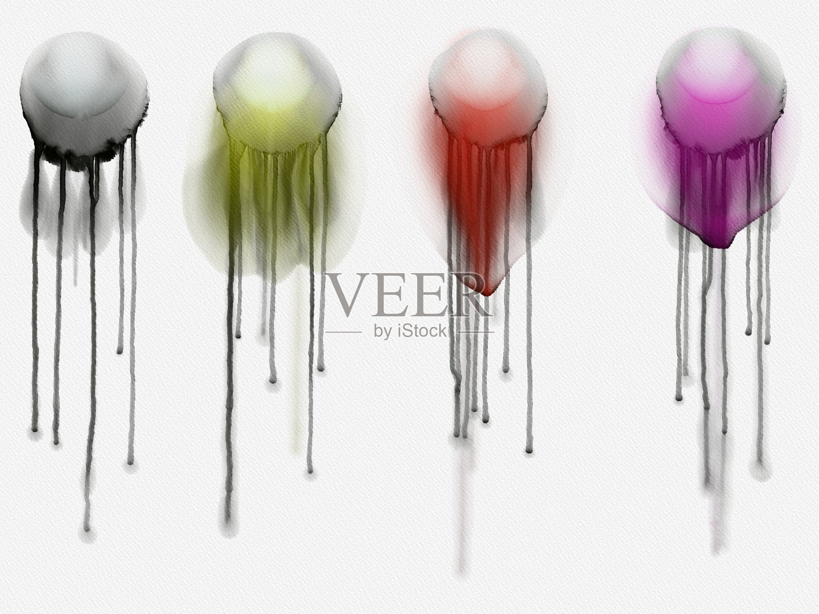 白色背景上的水彩画流插画图片素材