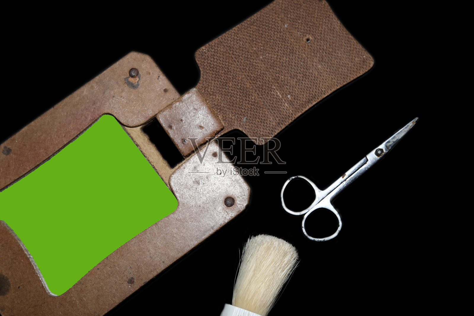 理发剪胡子的工具俯视图照片摄影图片