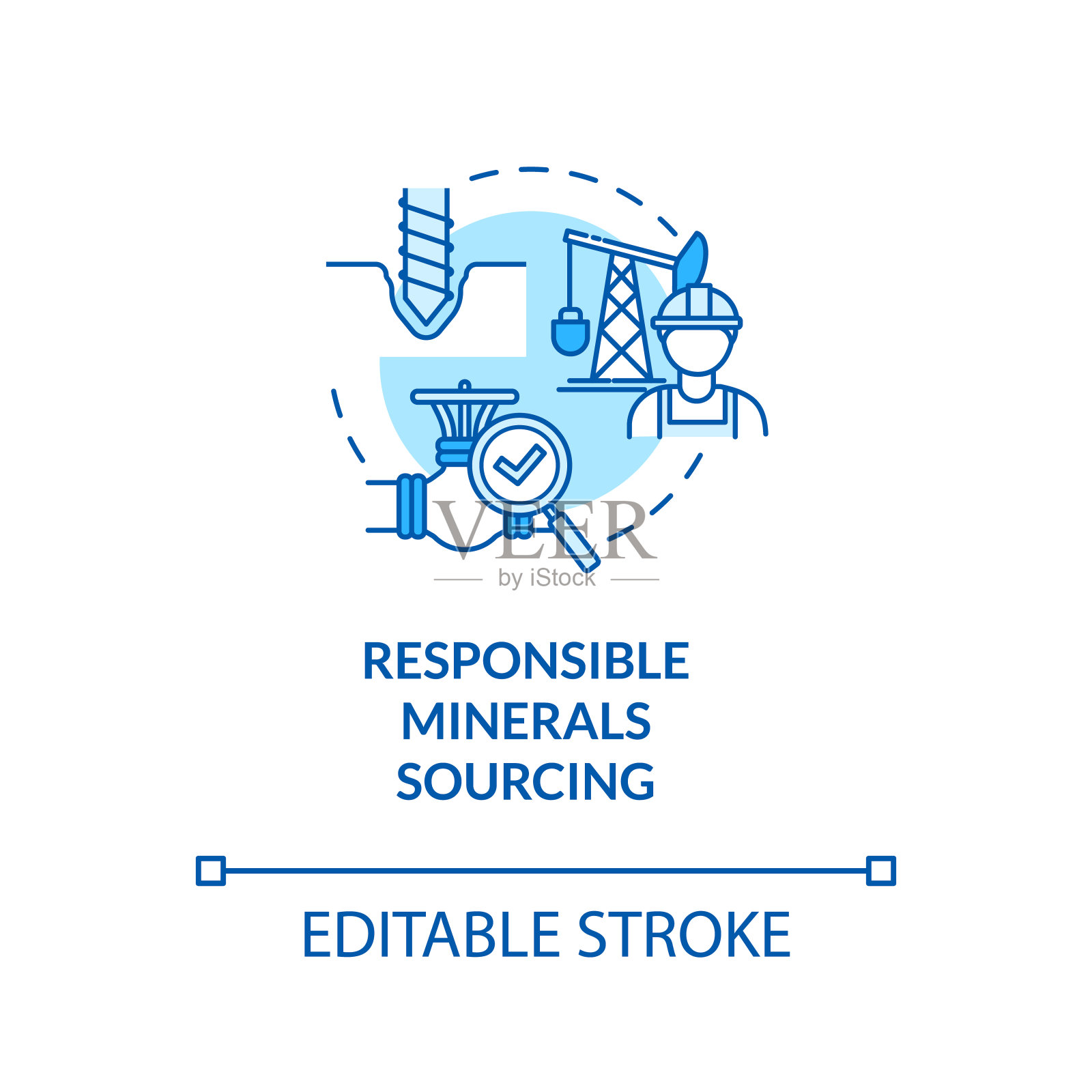 负责任的矿物采购绿松石概念图标插画图片素材