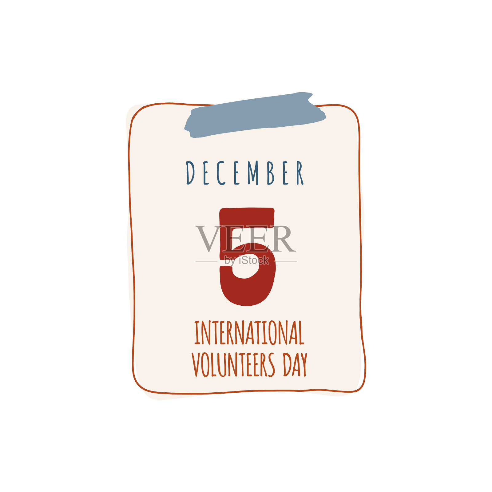 日历表。随着快门国际志愿者日。插画图片素材