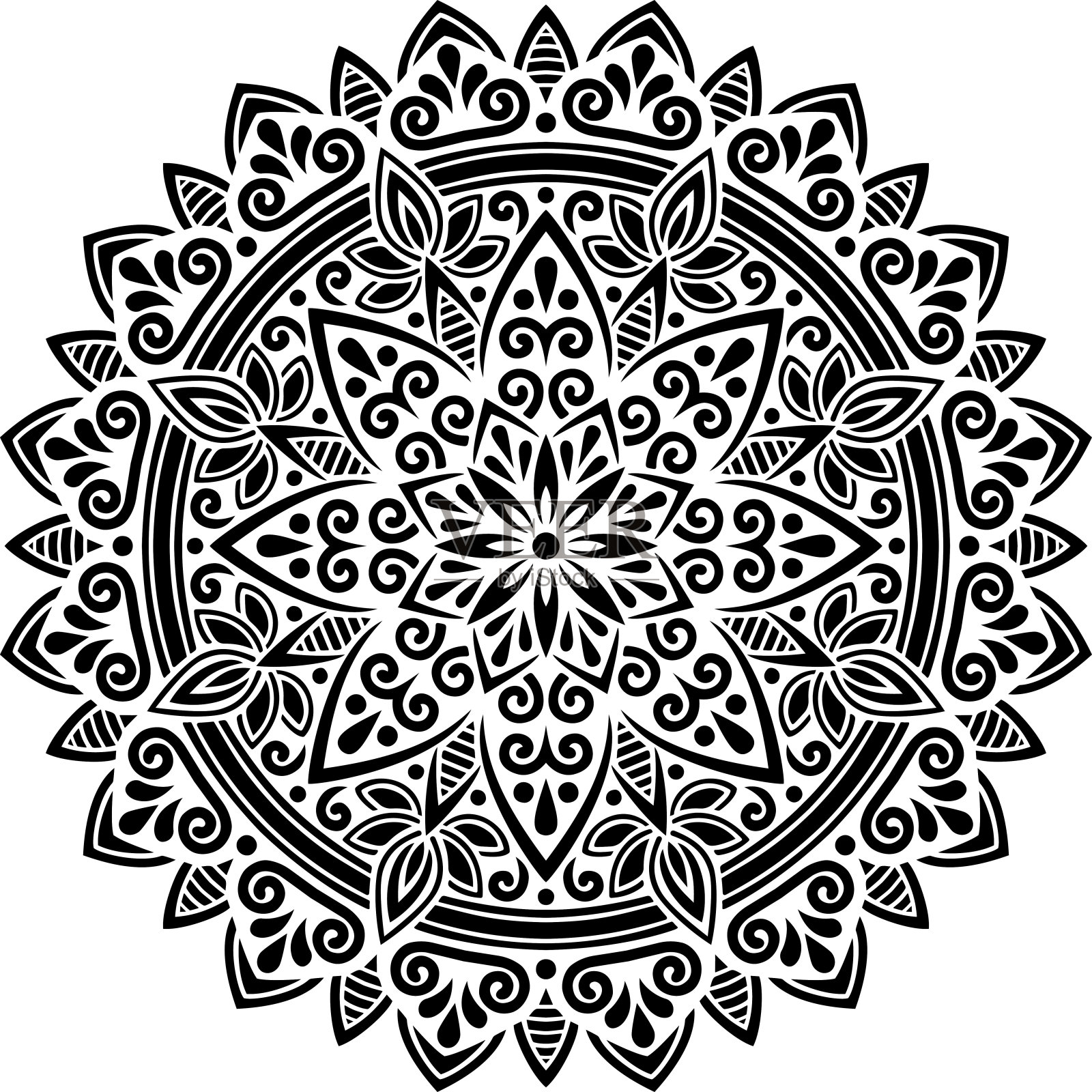 曼荼罗图案模板涂鸦素描插画图片素材