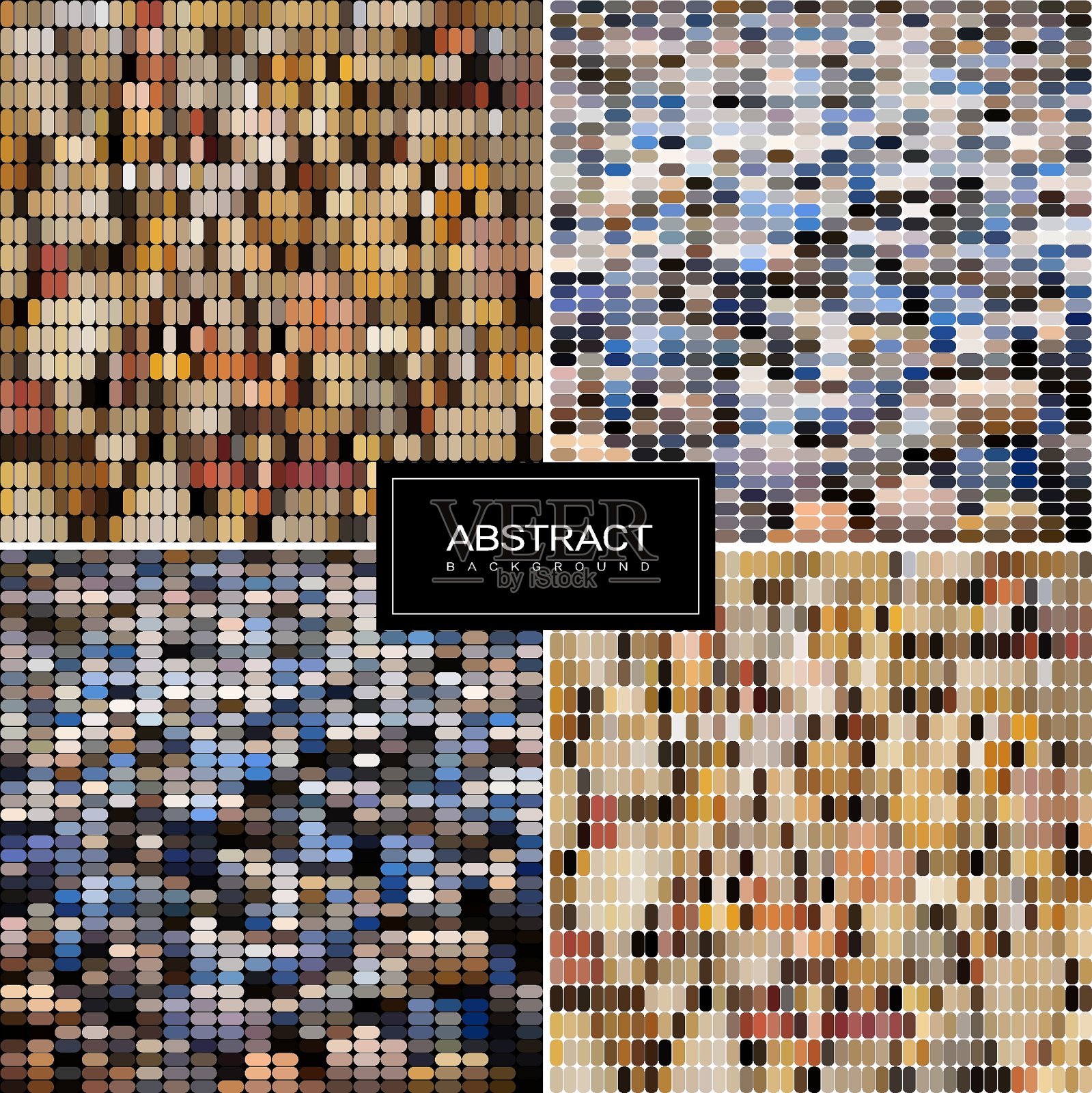 一套矢量蜡笔马赛克背景。插画图片素材