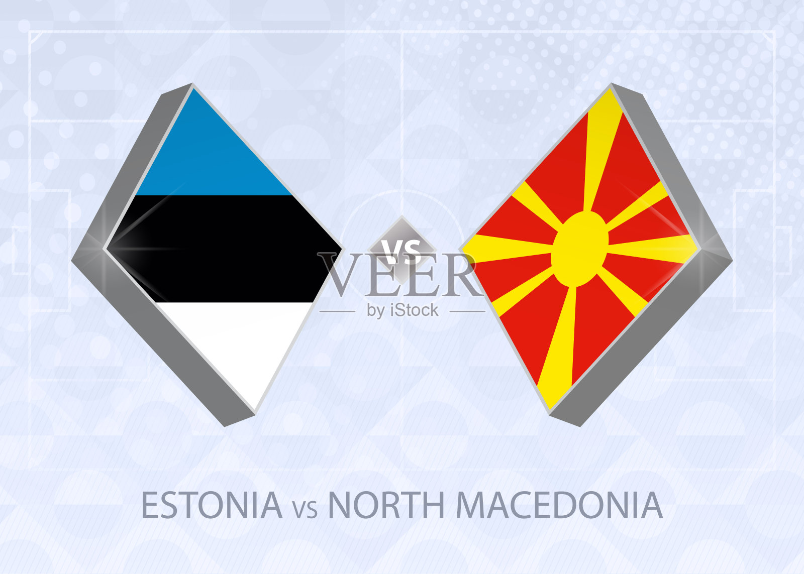C联赛第二组爱沙尼亚vs北马其顿。欧洲足球比赛。插画图片素材