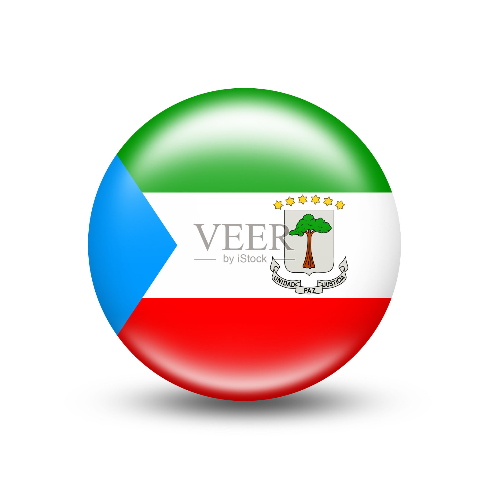 赤道几内亚国旗在球形与白色阴影插画图片素材