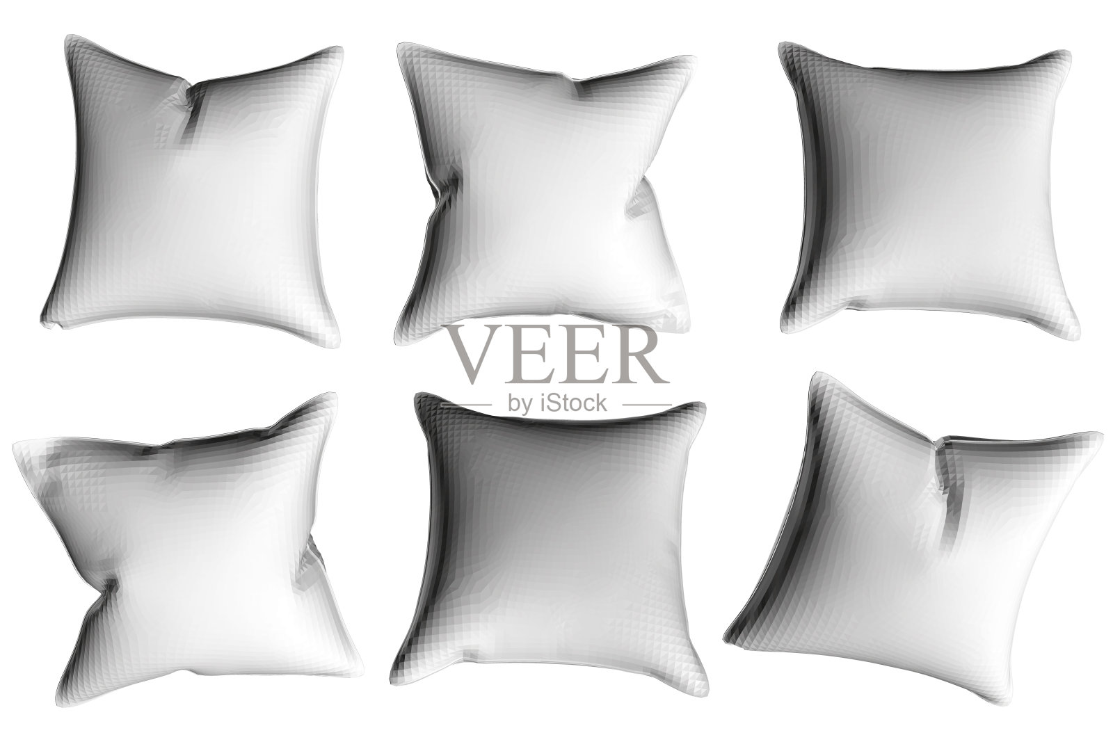 设置白色枕头孤立在白色背景。3 d。矢量图插画图片素材