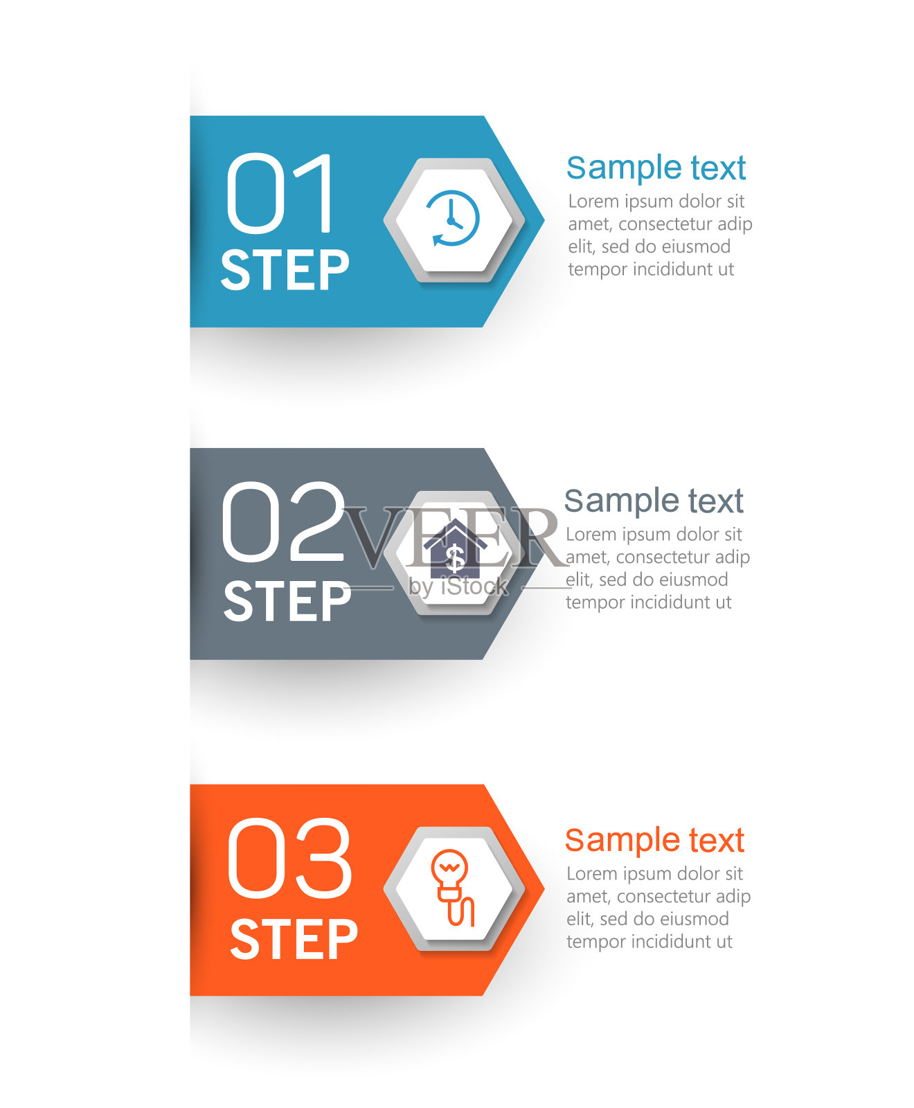 信息图设计模板与3个选项，部分，步骤或过程插画图片素材