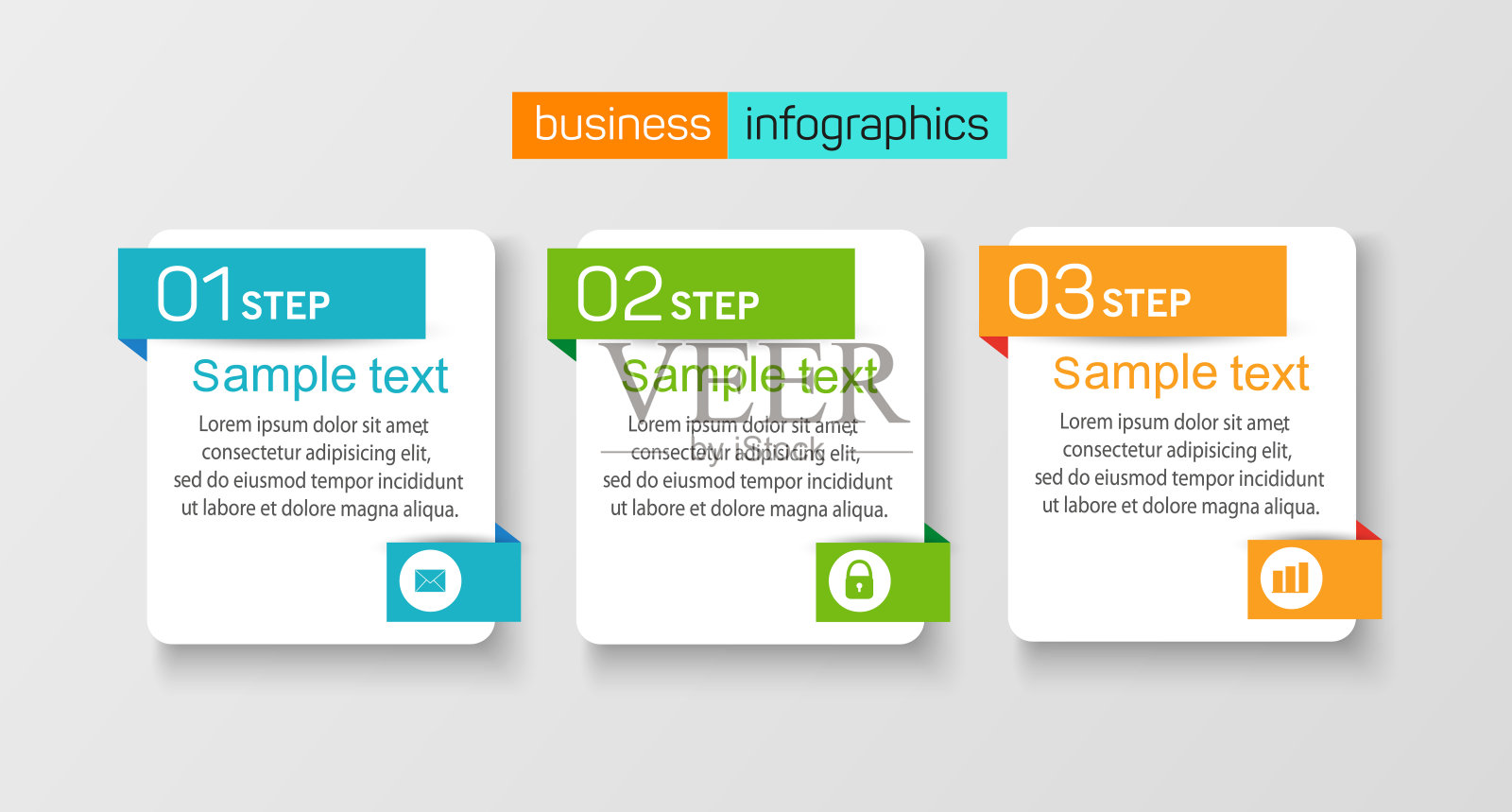 信息图矢量设计模板与3个选项，步骤或过程插画图片素材