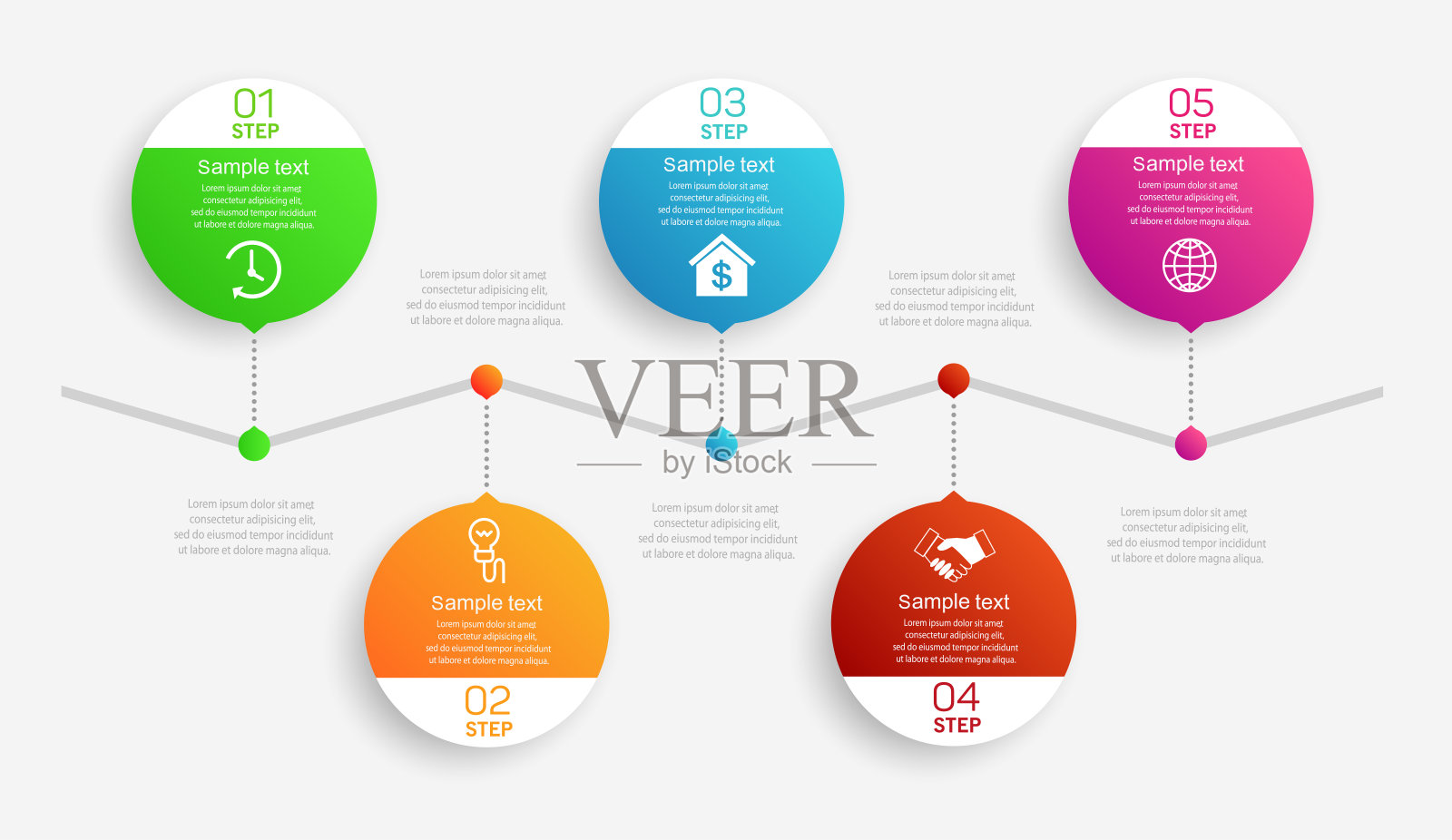 具有图标和5个选项或步骤的现代信息图表模板插画图片素材