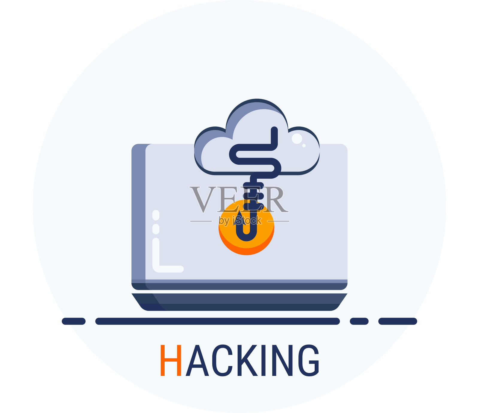 平的图标风格。黑客网络犯罪攻击网页设计的黑客行为。插画图片素材