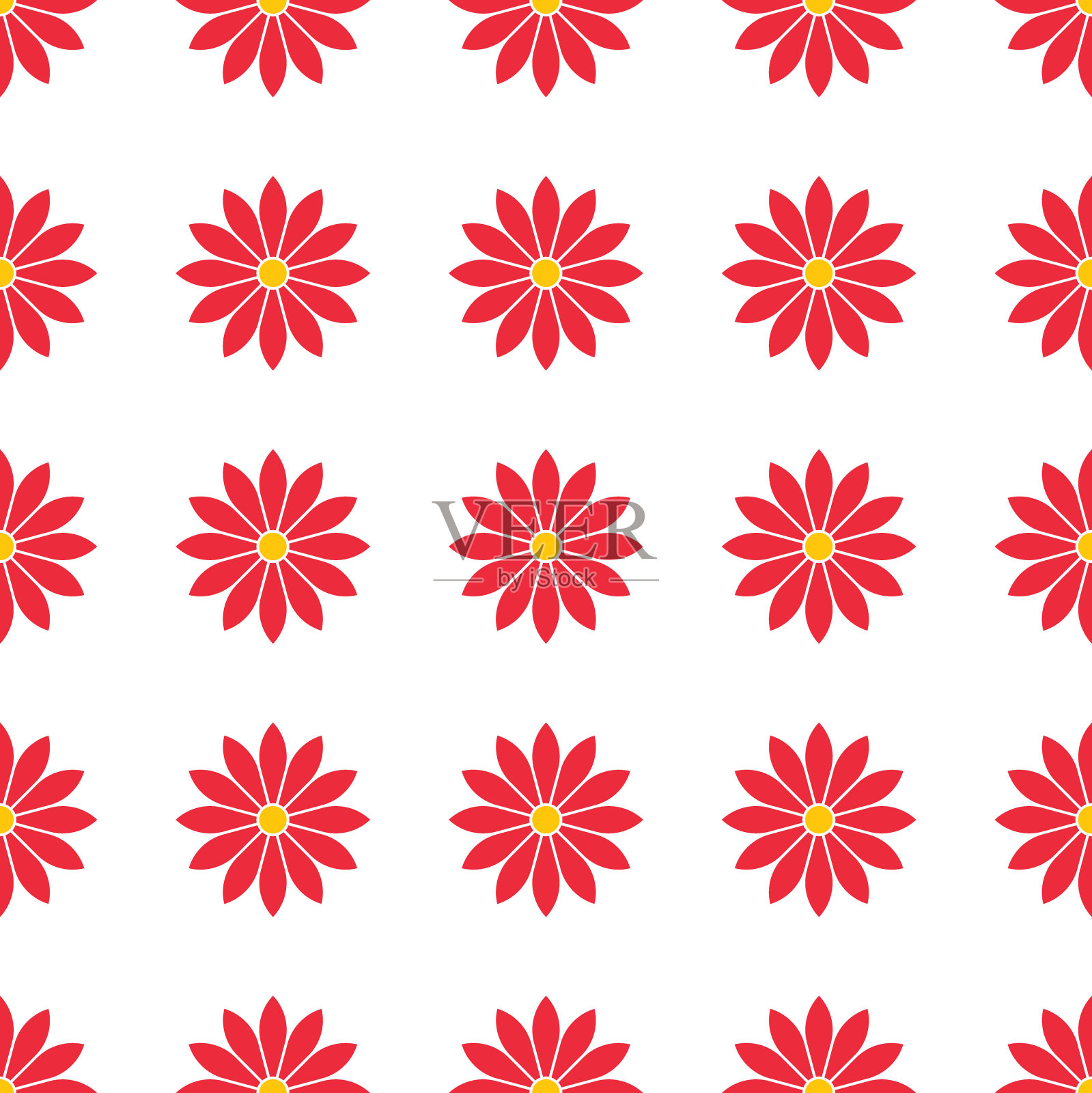 无缝花矢量图标与垃圾纹理。花的象征。植物的信号。装饰性和花型标志。孤立在白色背景上。插画图片素材