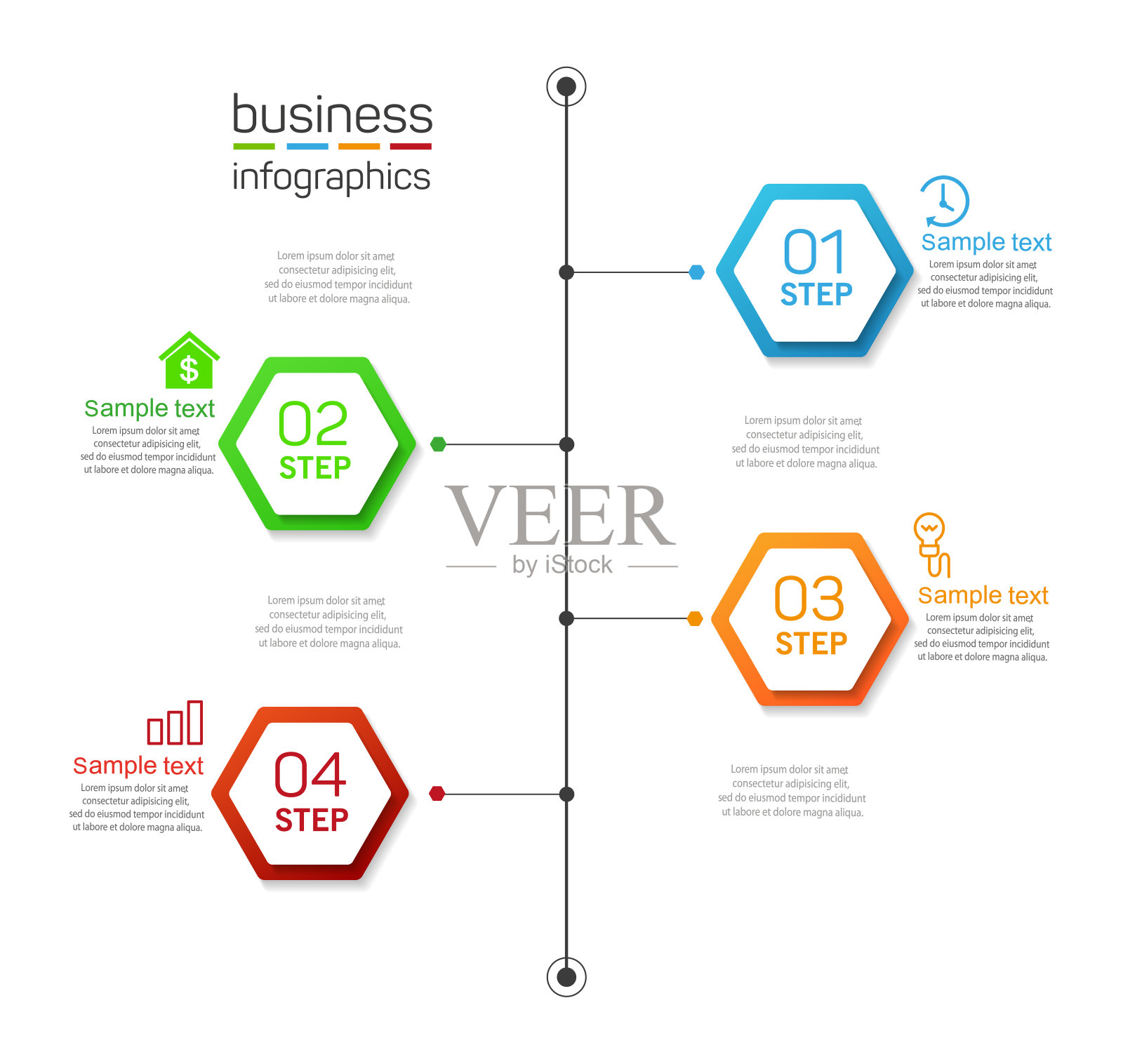 商业信息图模板矢量设计与图标和4个选项或步骤插画图片素材