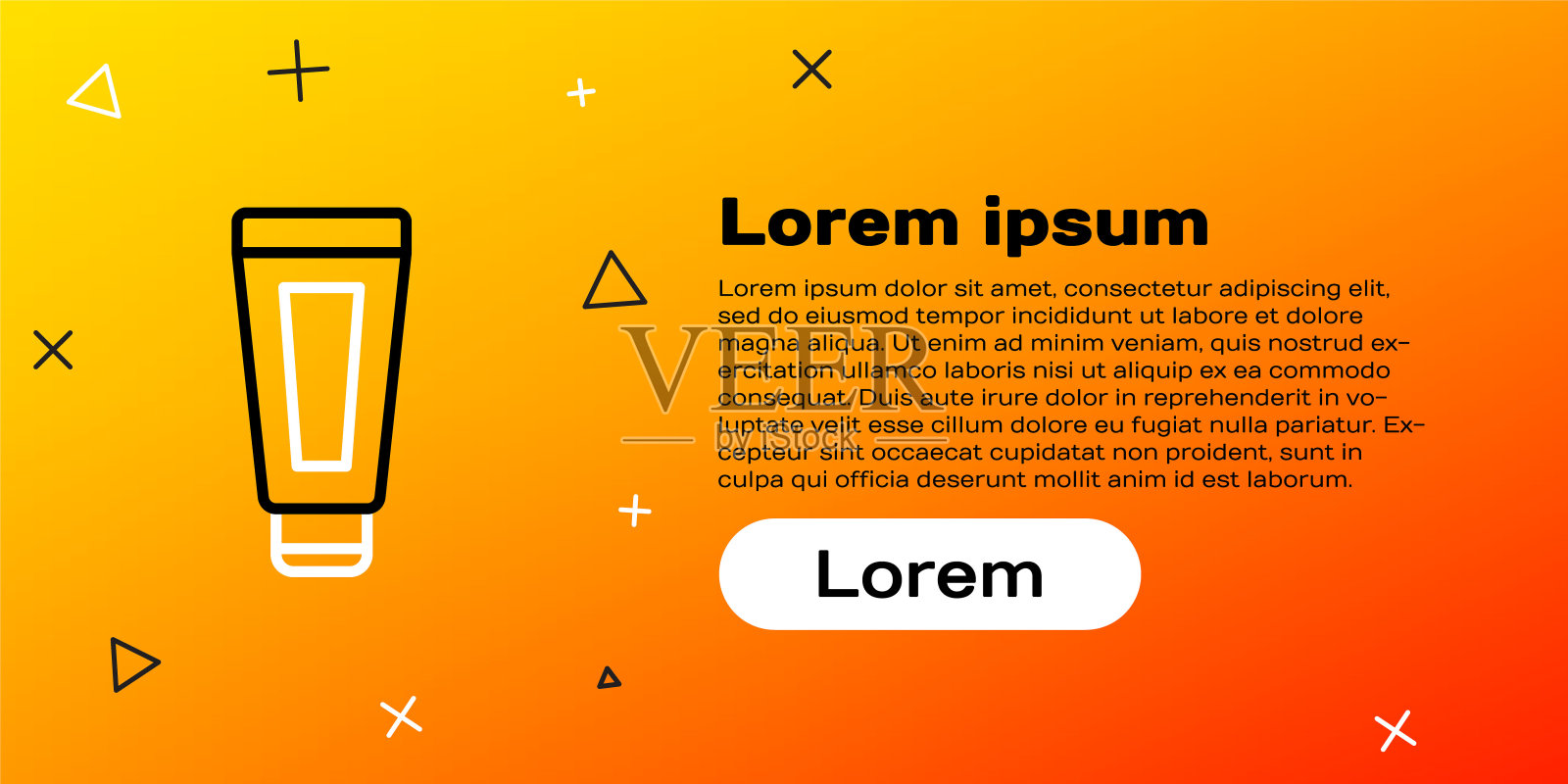 线条霜或乳液化妆品管图标孤立在黄色背景。男士身体护理产品。彩色轮廓概念。矢量图设计模板素材