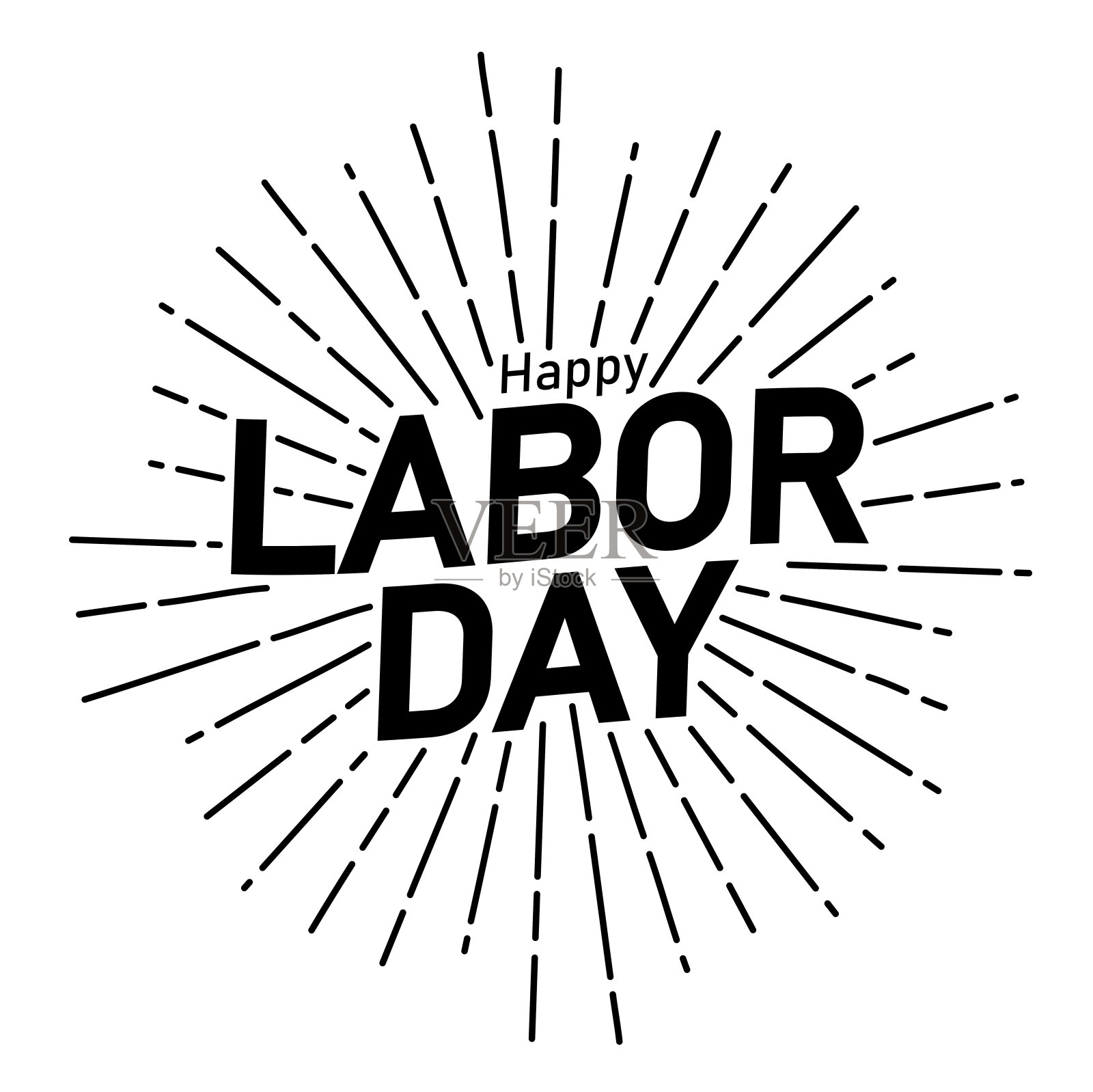 劳动节快乐文字排版潮人太阳星爆圈复古复古设计插画图片素材